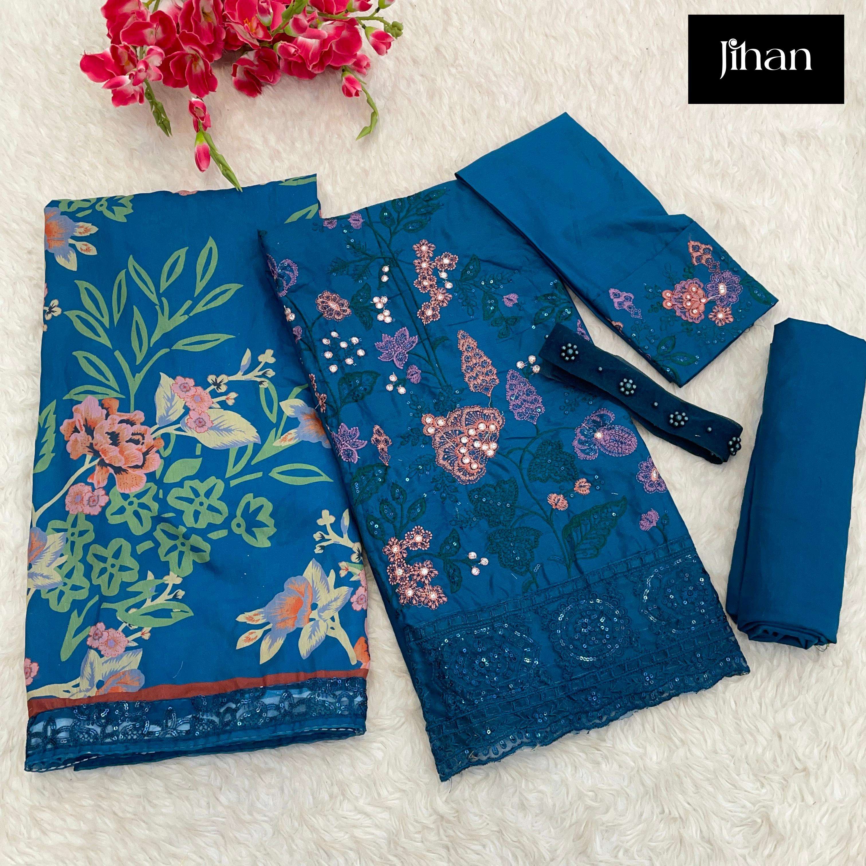 JIHAN D NO 3452 COTTON  KASHMIRI EMBROIDERY SUIT