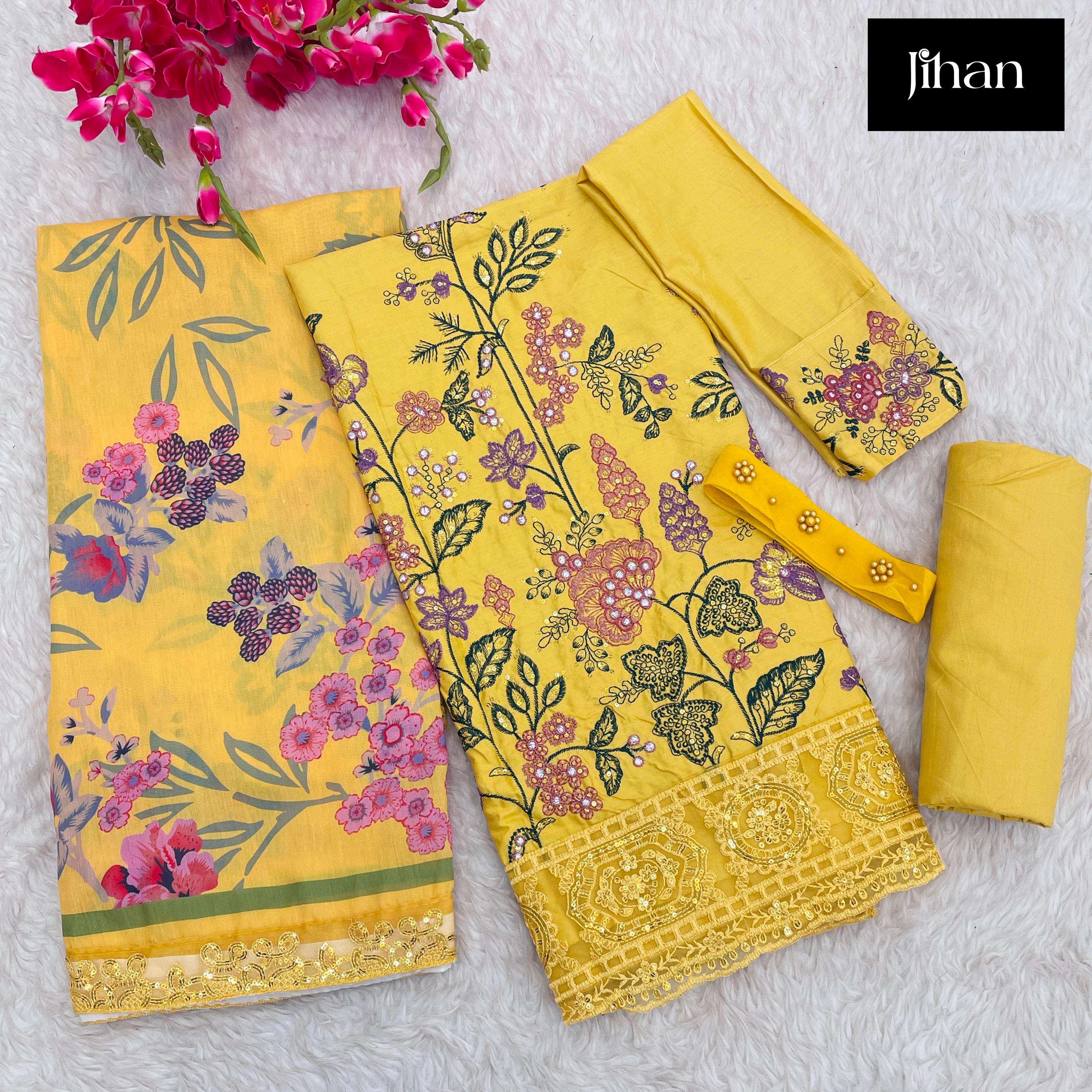 JIHAN D NO 3452 COTTON  KASHMIRI EMBROIDERY SUIT