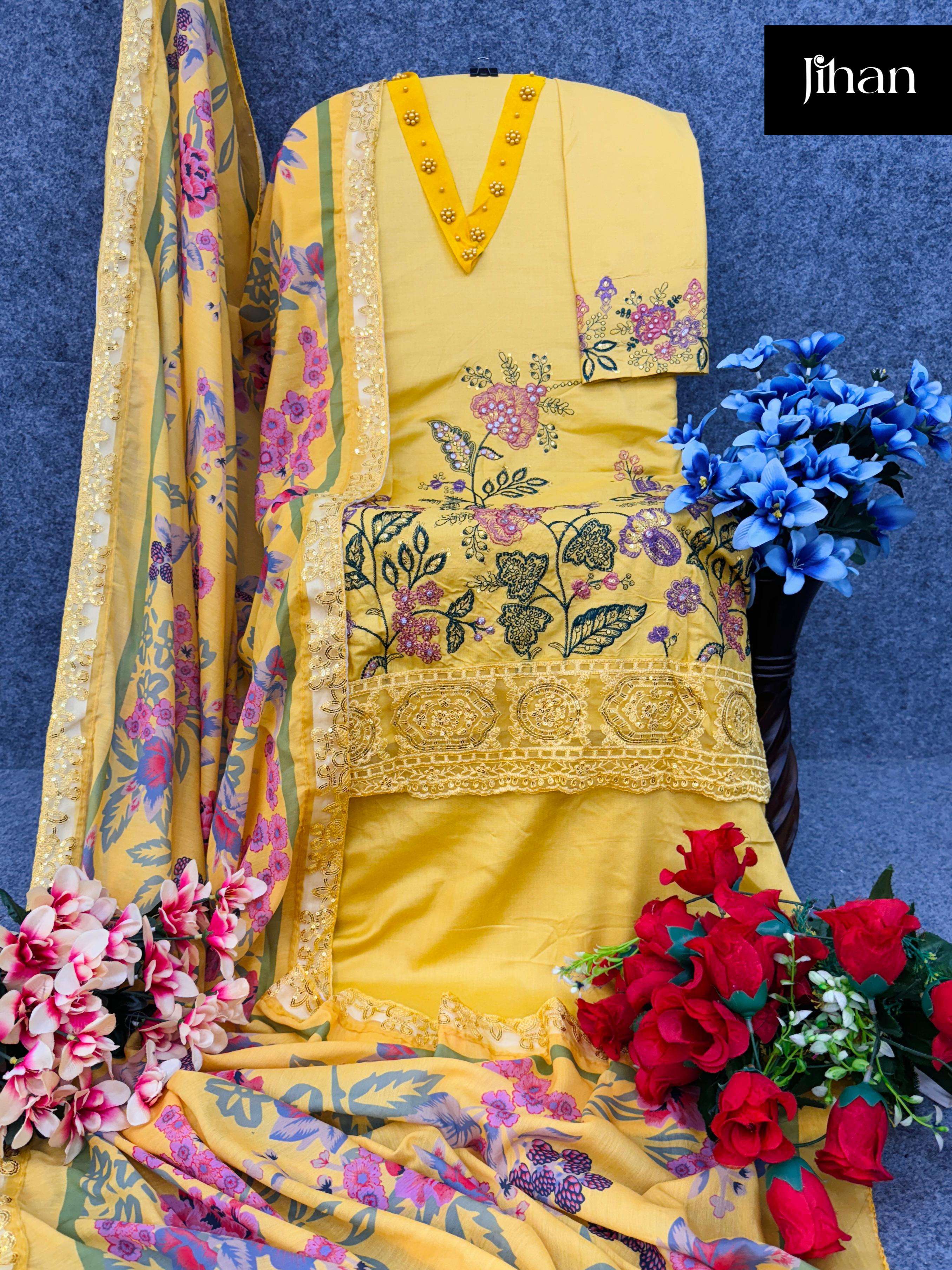 JIHAN D NO 3452 COTTON  KASHMIRI EMBROIDERY SUIT