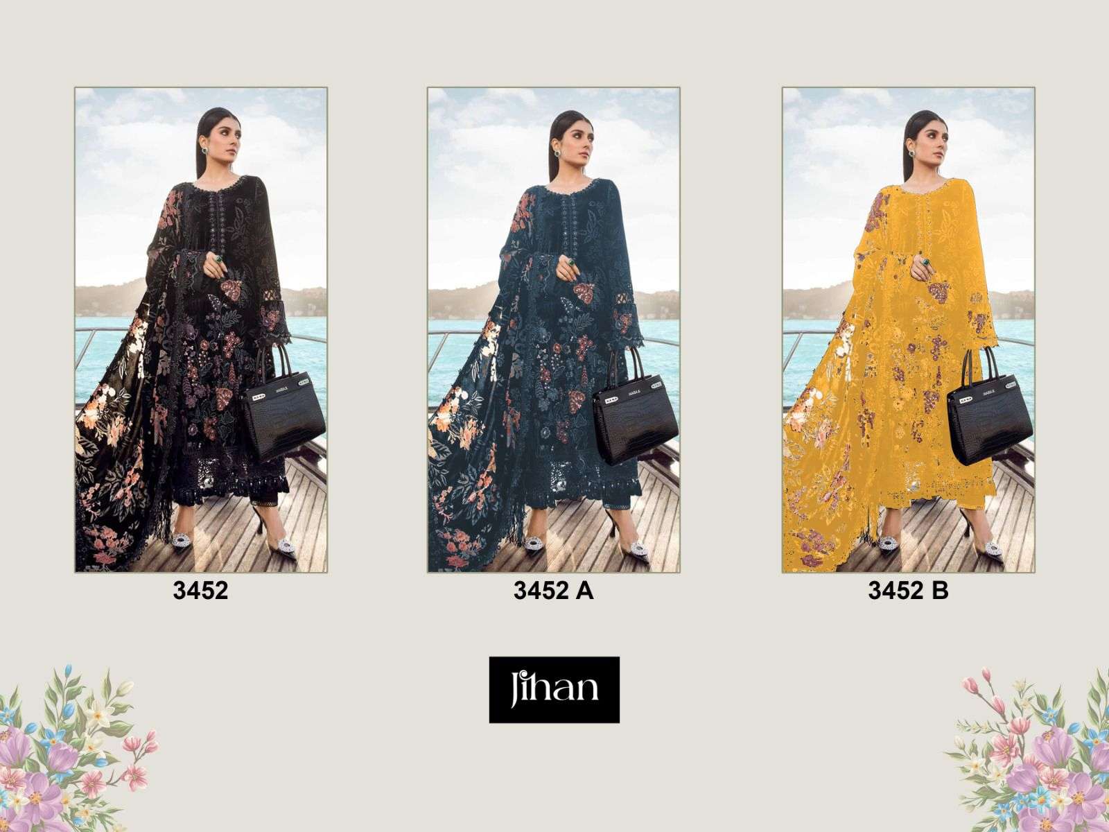 JIHAN D NO 3452 COTTON  KASHMIRI EMBROIDERY SUIT
