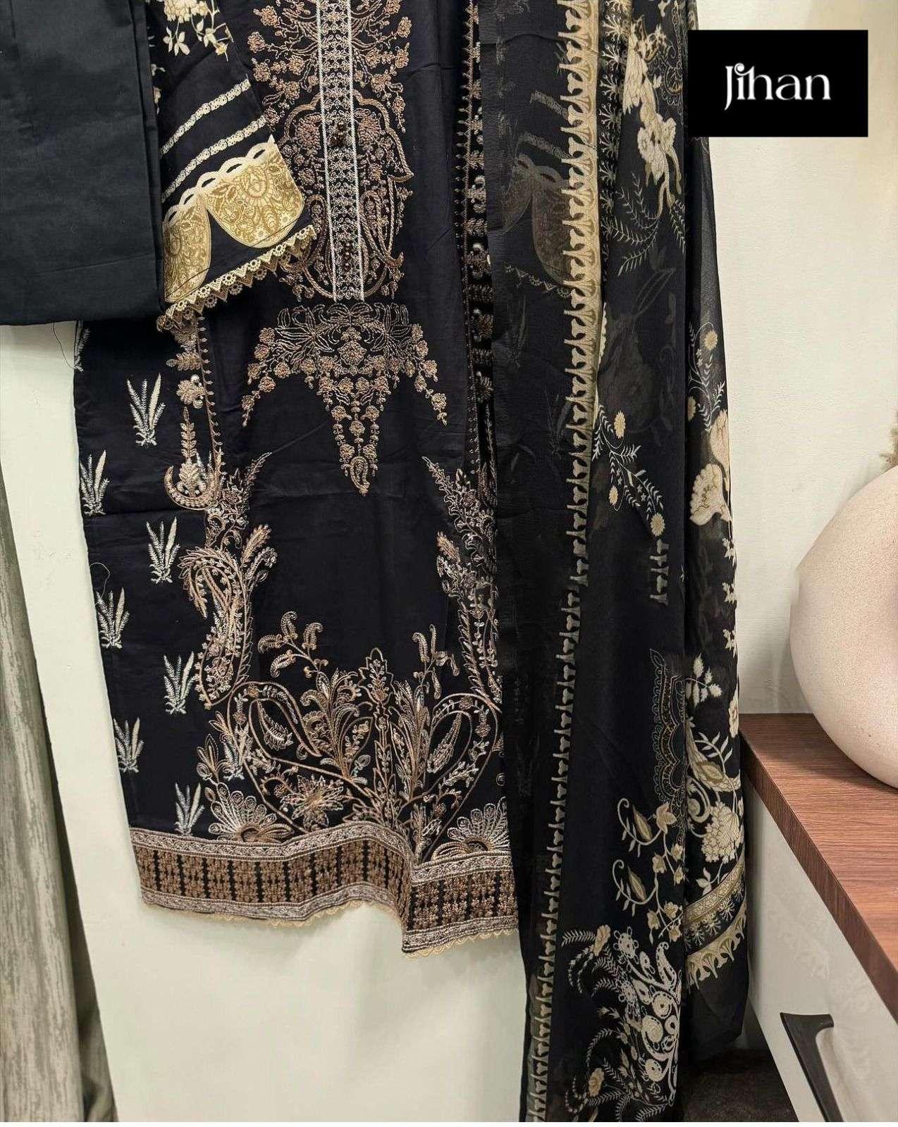  JIHAN D NO 3454 LAWN COTTON FANCY WORK SALWAR KAMEEZ 
