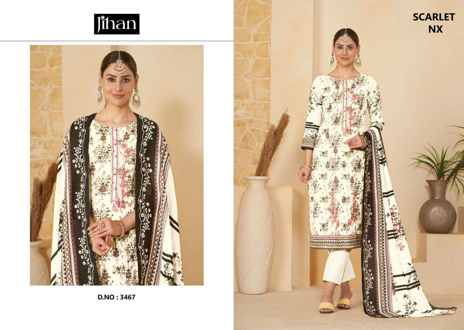 JIHAN SCARLET NX LAWN COTTON SELF EMBROIDERY WORK SUIT