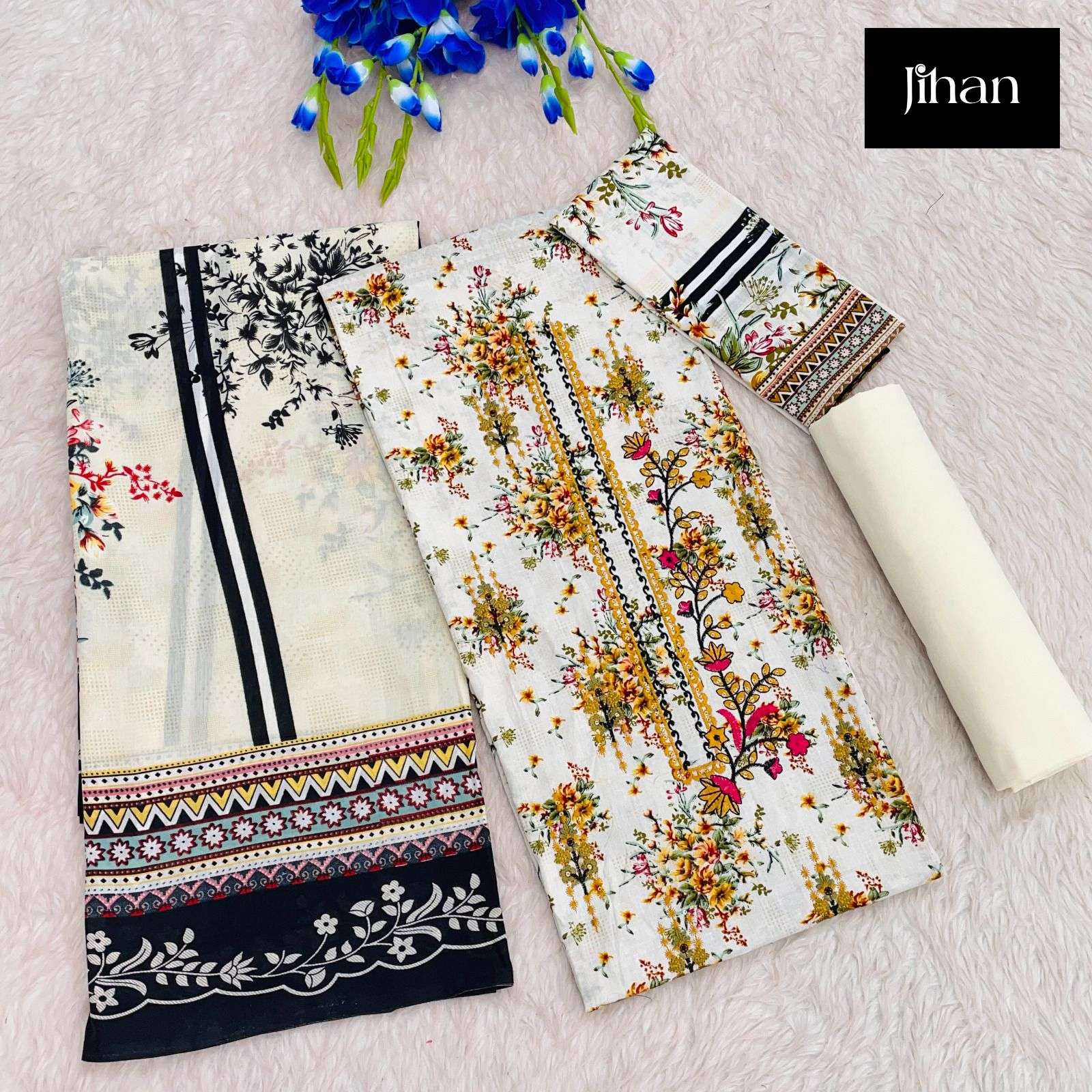 JIHAN SCARLET NX LAWN COTTON SELF EMBROIDERY WORK SUIT