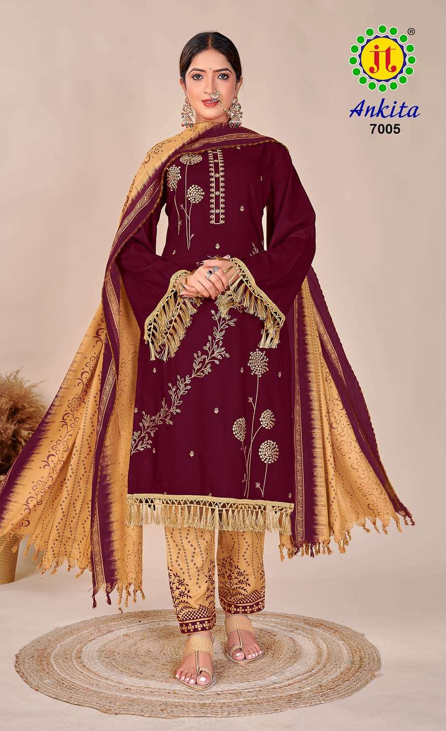 JT ANKITA VOL 7 RAYON FANCY SEQUENCE WORK SUIT