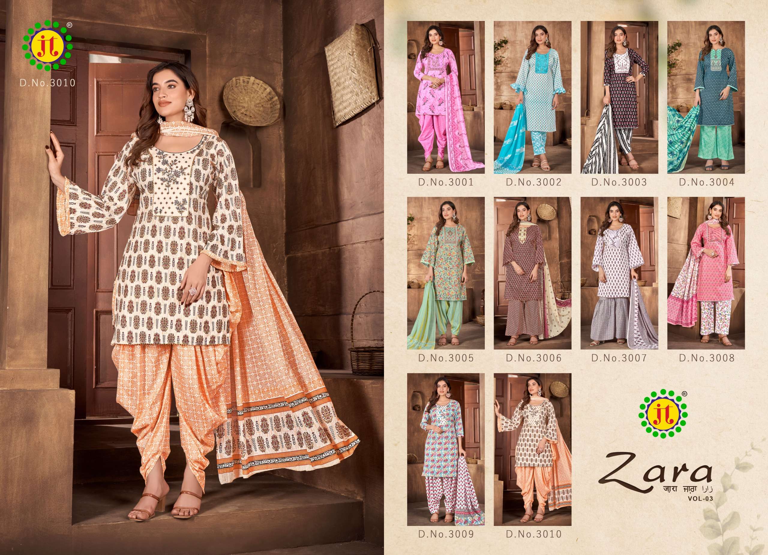 JT ZARA VOL 3 COTTON PRINTED DRESS MATERIAL
