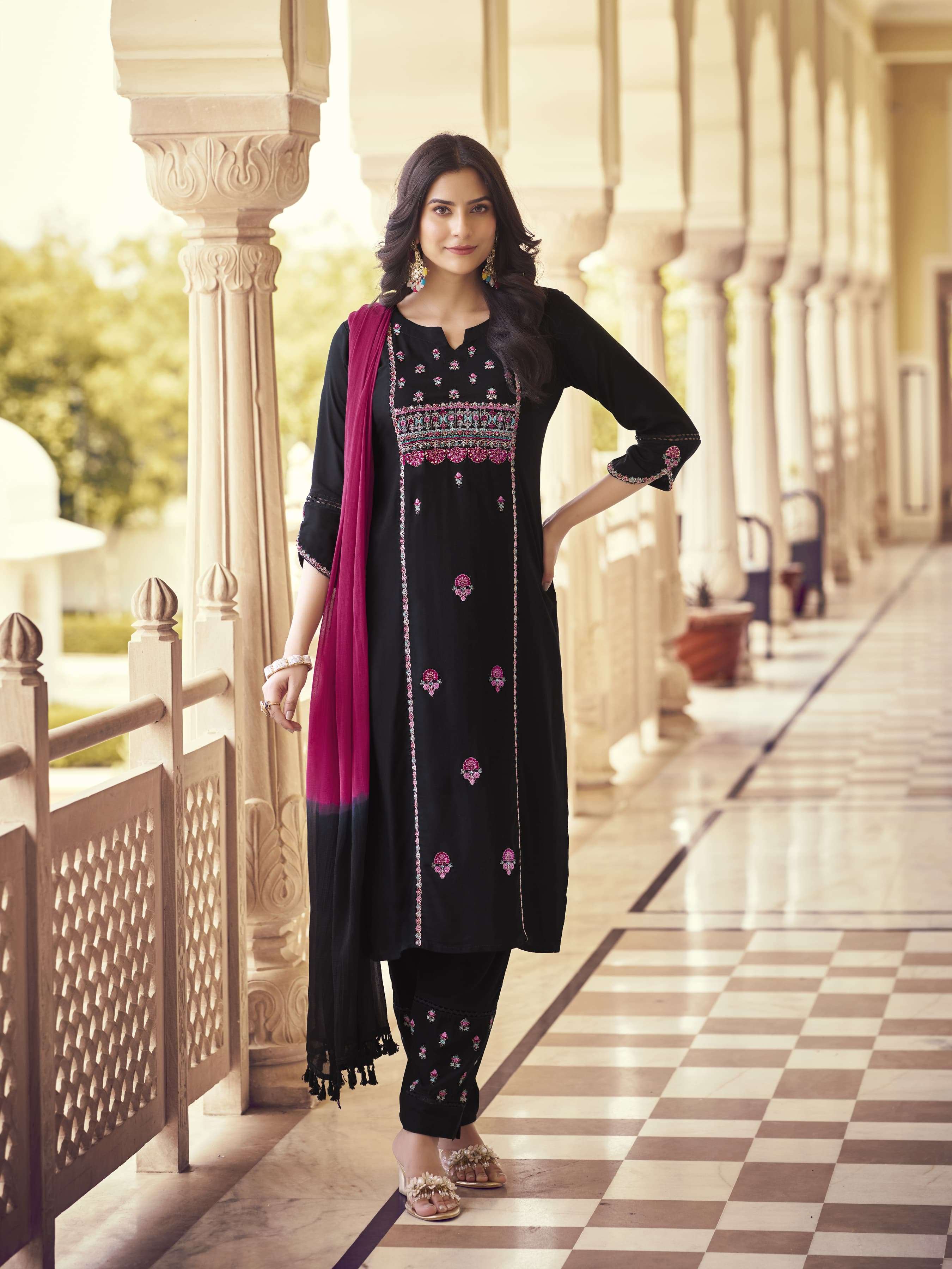 KARISSA KASIDA RAYON FANCY DESIGNER KURTI COMBO SET 