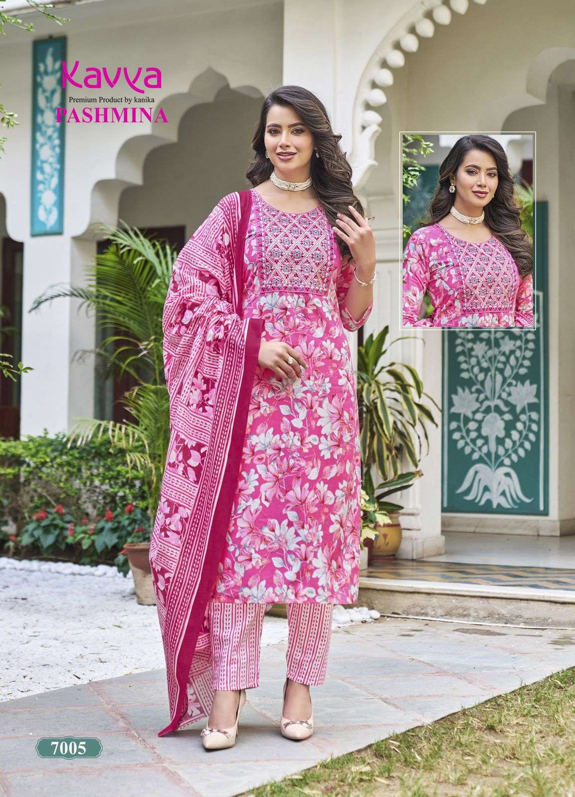 KAVYA  PASHMINA VOL 7 COTTON PRINT KURTI COMBO SET 
