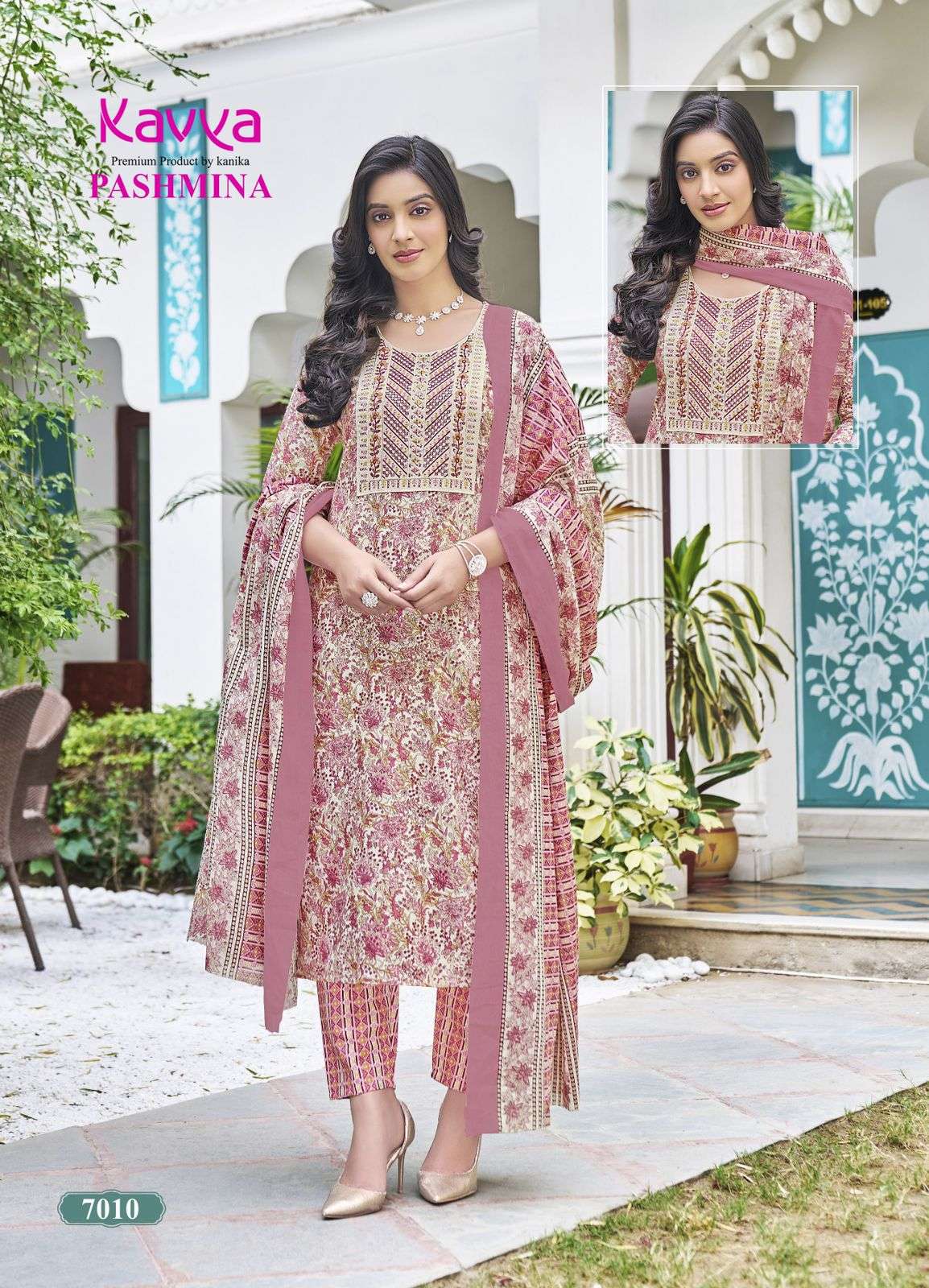 KAVYA  PASHMINA VOL 7 COTTON PRINT KURTI COMBO SET 