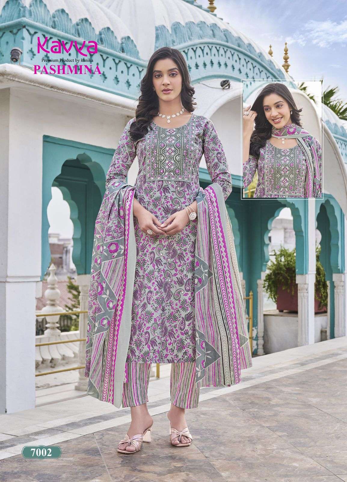 KAVYA  PASHMINA VOL 7 COTTON PRINT KURTI COMBO SET 