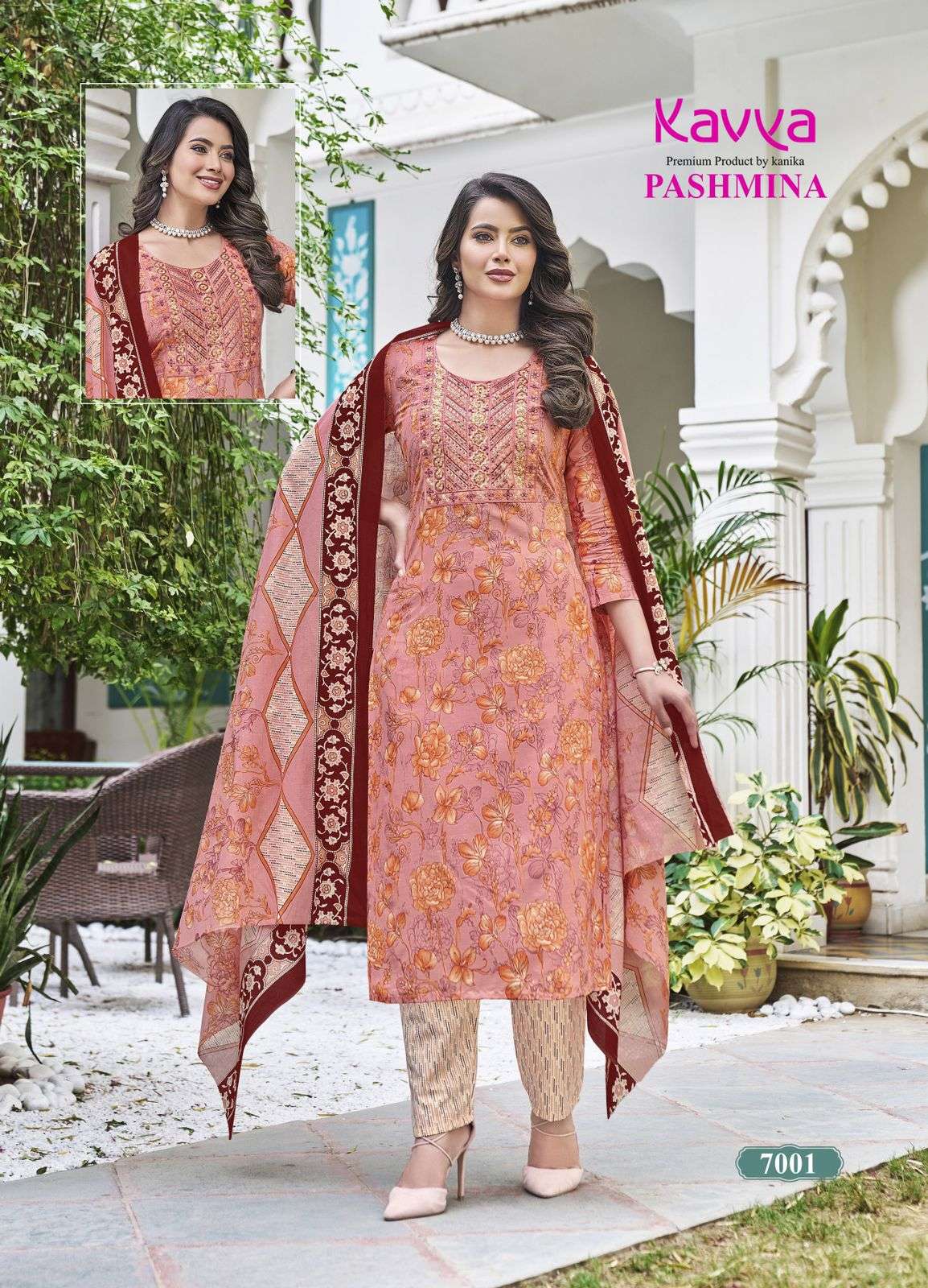 KAVYA  PASHMINA VOL 7 COTTON PRINT KURTI COMBO SET 