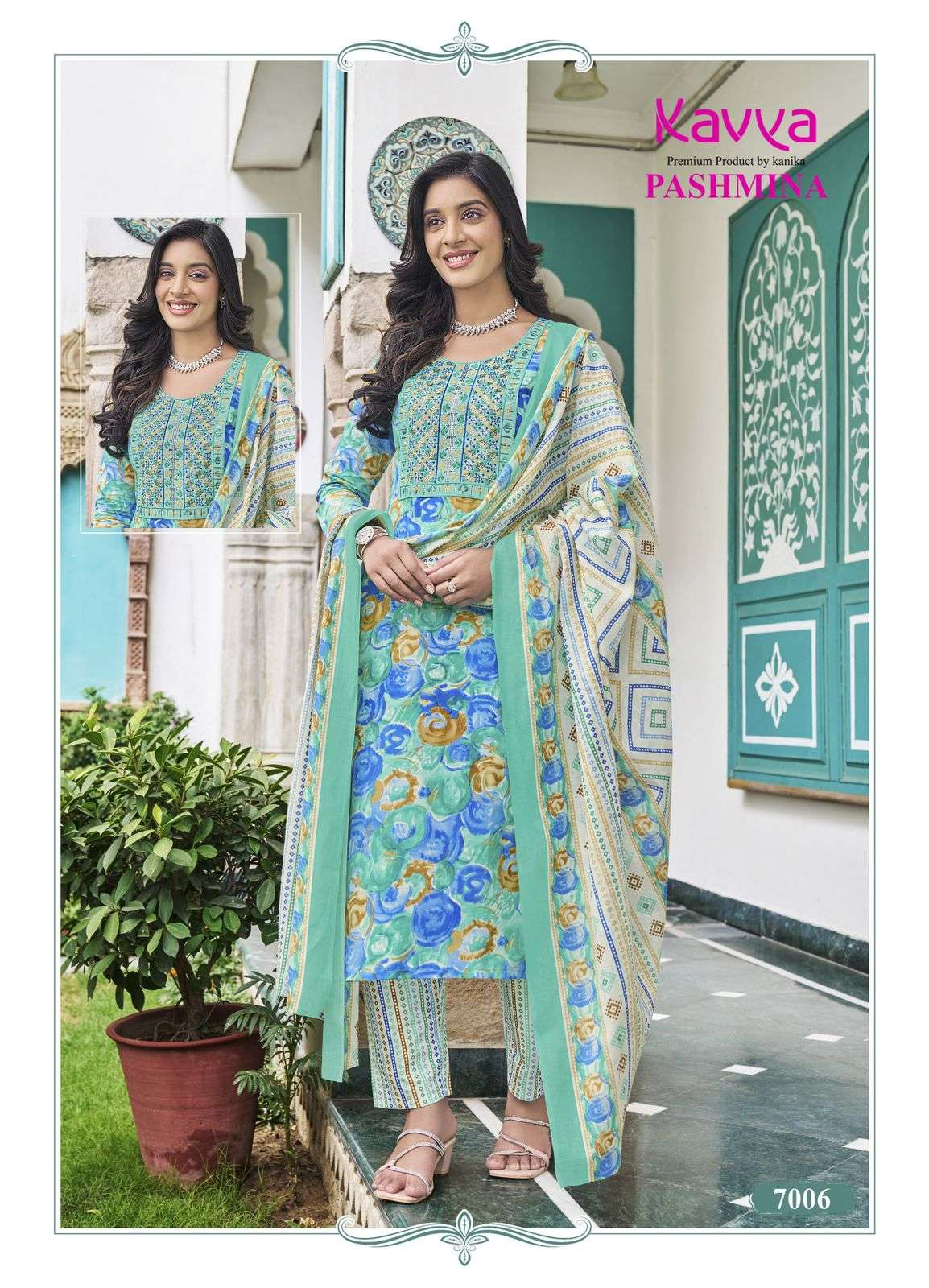 KAVYA  PASHMINA VOL 7 COTTON PRINT KURTI COMBO SET 