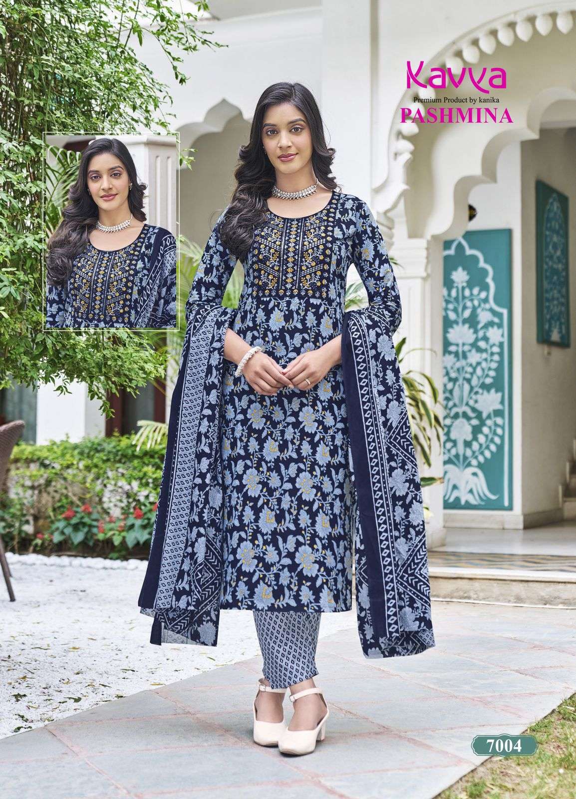 KAVYA  PASHMINA VOL 7 COTTON PRINT KURTI COMBO SET 