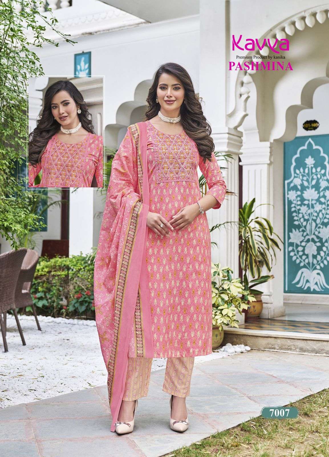 KAVYA  PASHMINA VOL 7 COTTON PRINT KURTI COMBO SET 