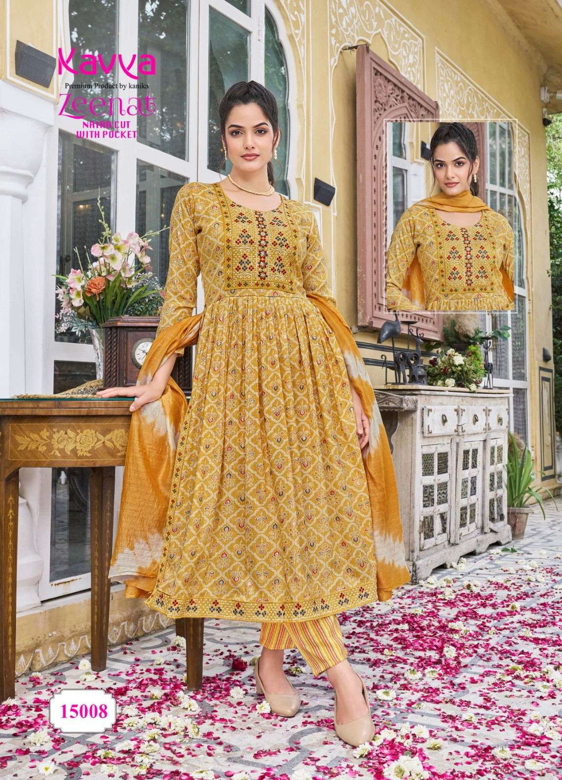 KAVYA ZEENAT VOL 15 NAIRA CUT PATTERN KURTI COMBO SET 