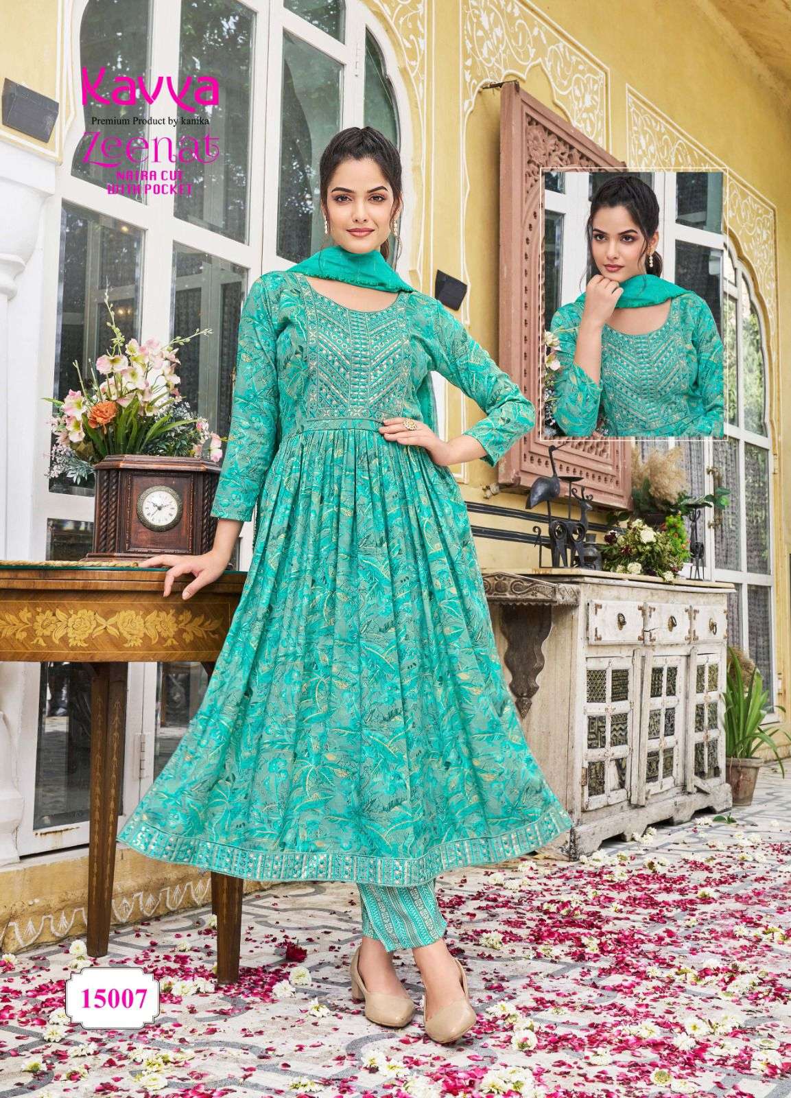 KAVYA ZEENAT VOL 15 NAIRA CUT PATTERN KURTI COMBO SET 