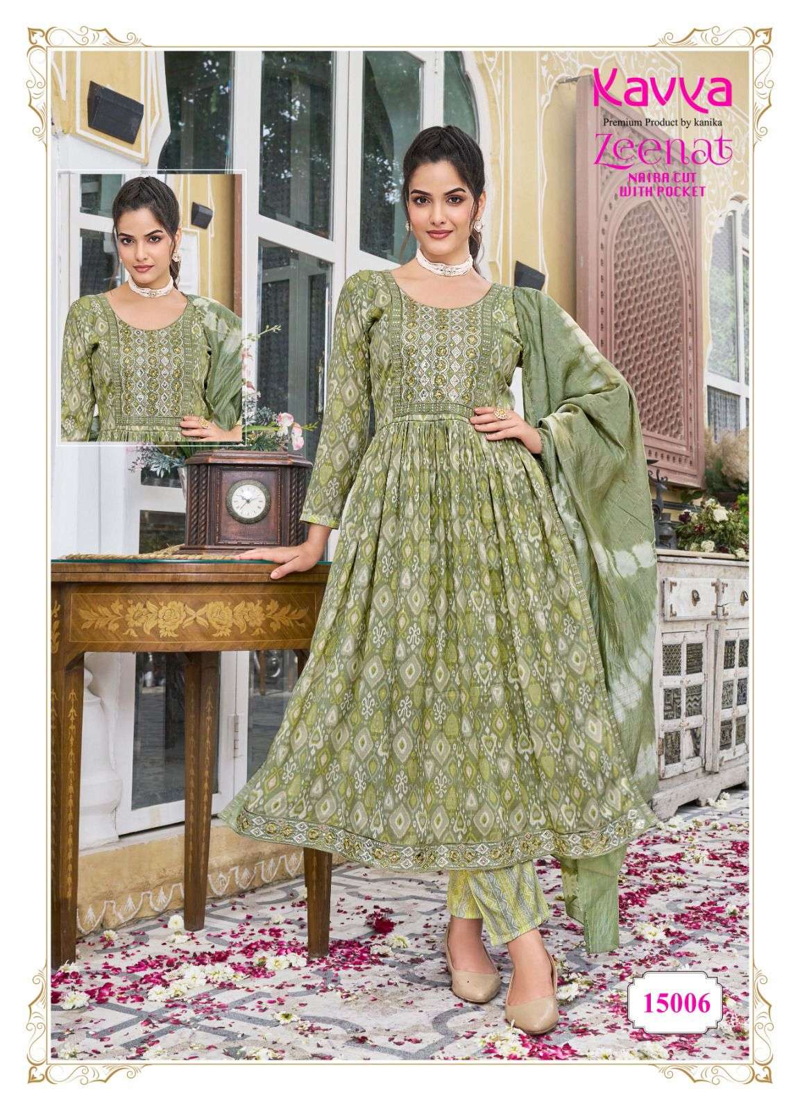 KAVYA ZEENAT VOL 15 NAIRA CUT PATTERN KURTI COMBO SET 