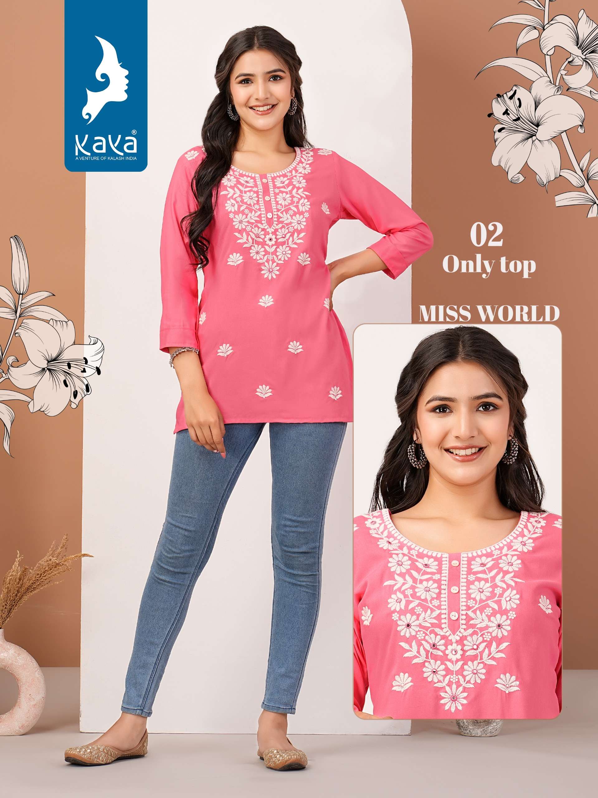 KAYA MISS WORLD RAYON FANCY SHORT WESTERN KURTI