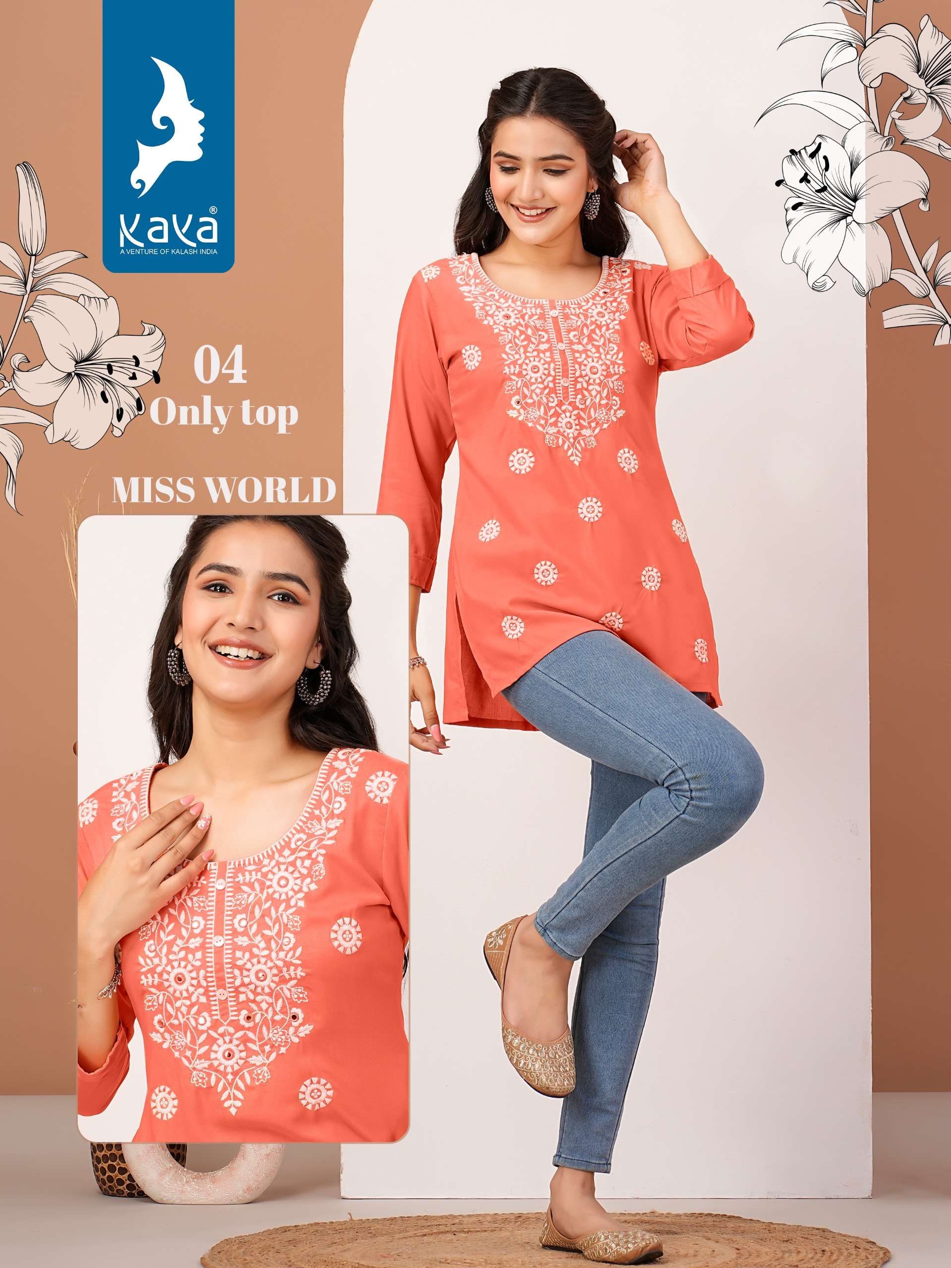 KAYA MISS WORLD RAYON FANCY SHORT WESTERN KURTI
