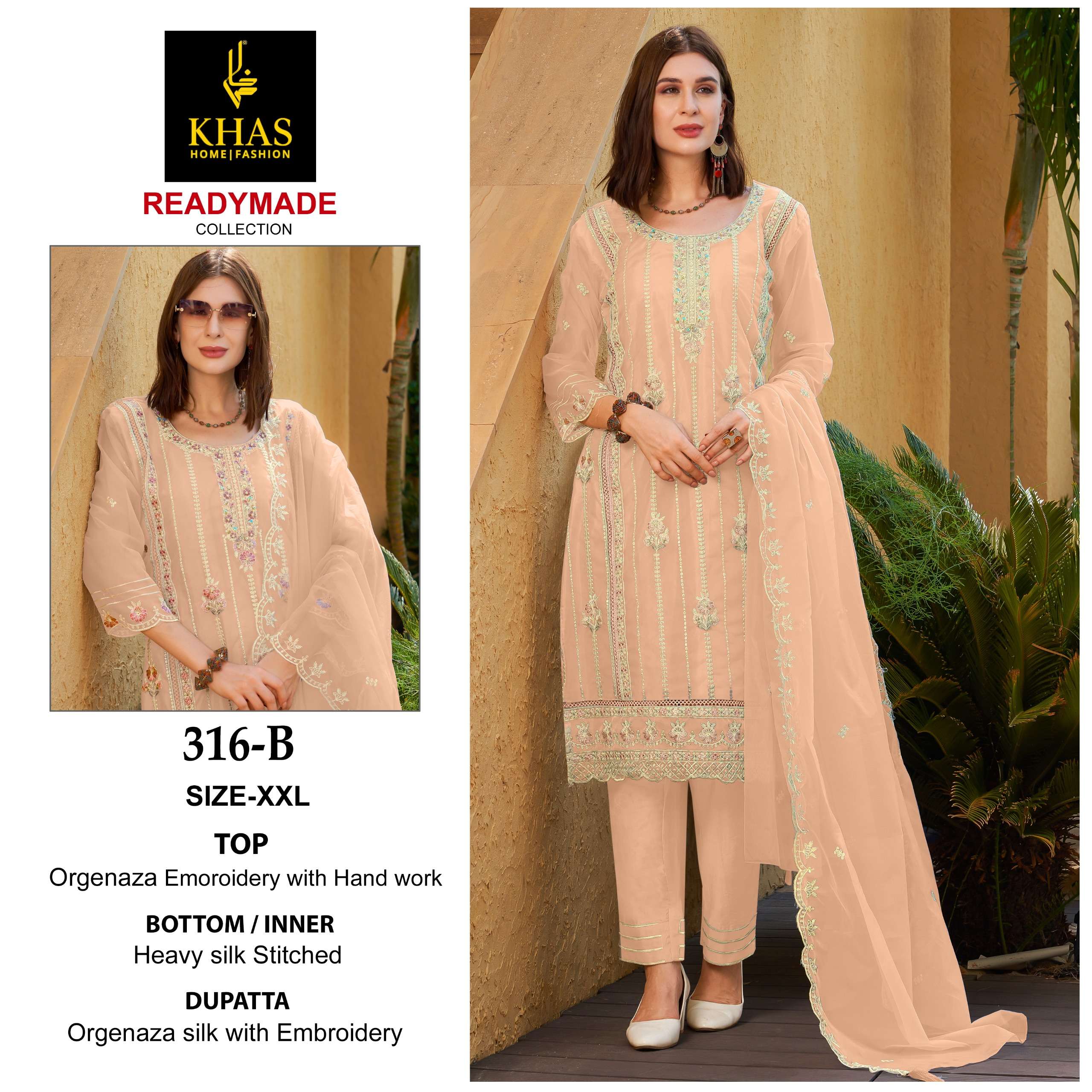KHAS FASHION D NO 316 ORGANZA BEAUTIFUL DESIGNER SUIT