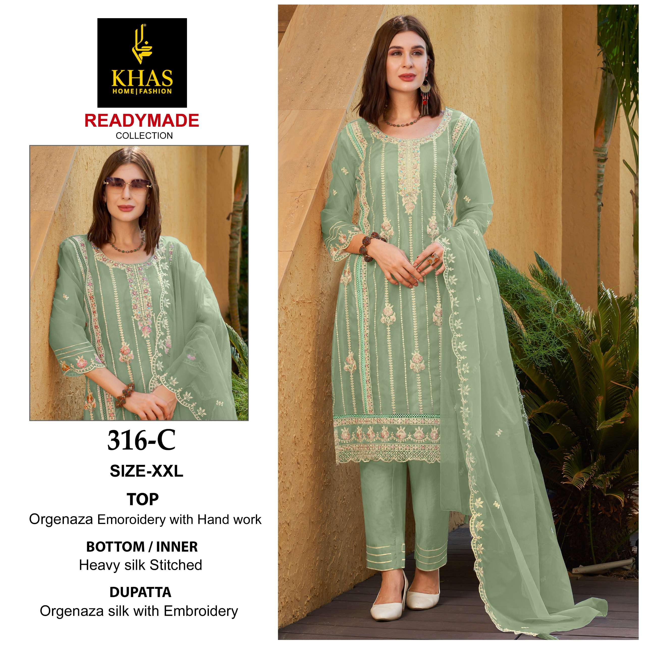 KHAS FASHION D NO 316 ORGANZA BEAUTIFUL DESIGNER SUIT