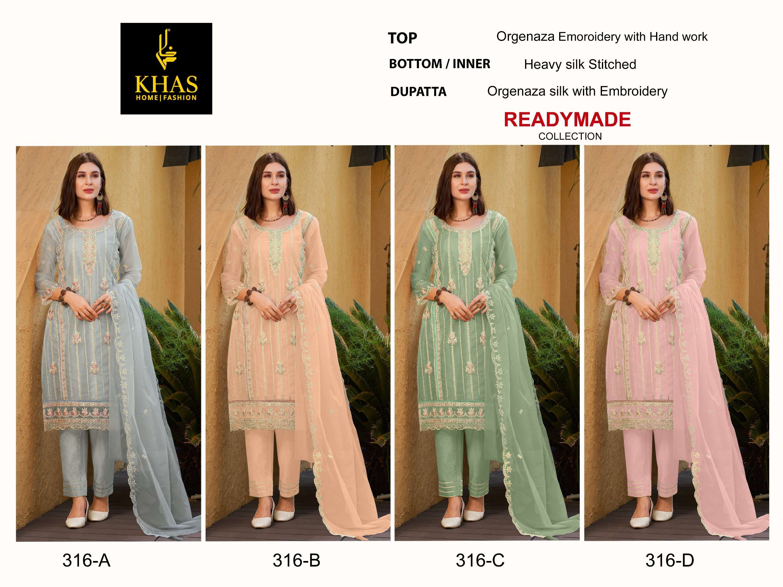 KHAS FASHION D NO 316 ORGANZA BEAUTIFUL DESIGNER SUIT
