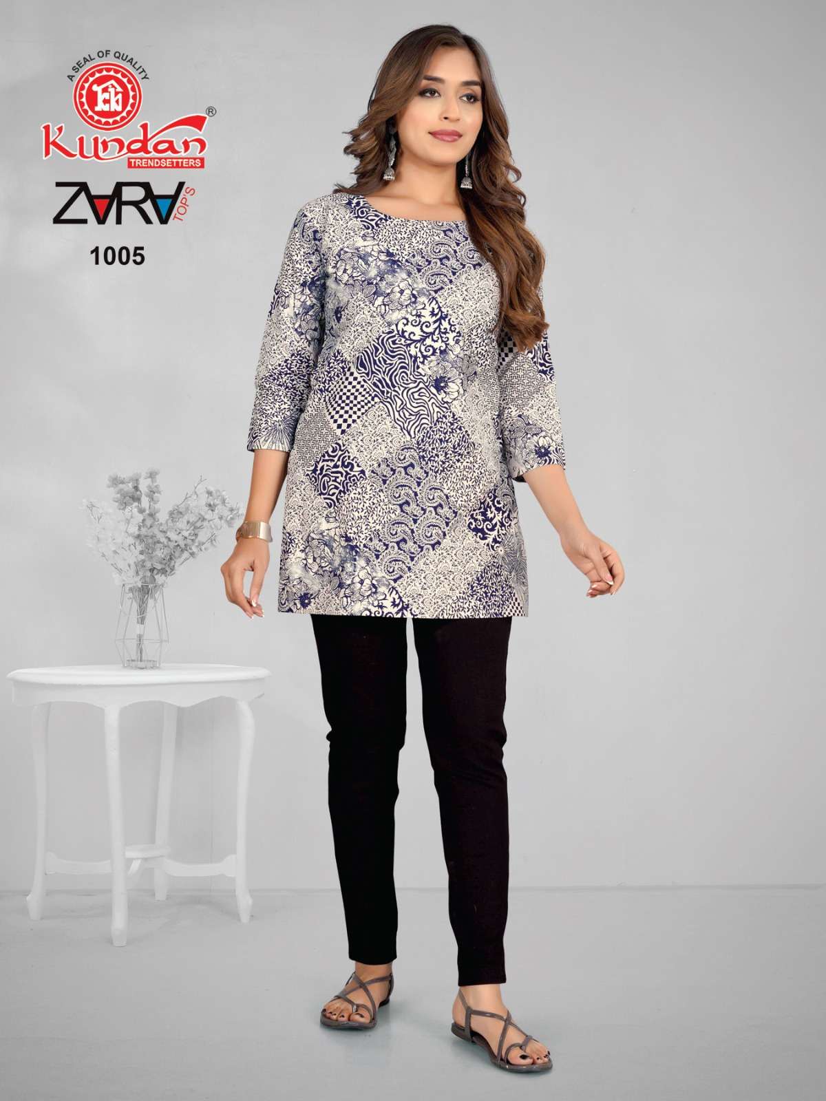 KUNDAN TEX ZARA COTTON FANCY SHORT KURTI