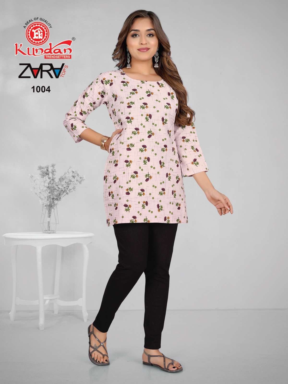 KUNDAN TEX ZARA COTTON FANCY SHORT KURTI