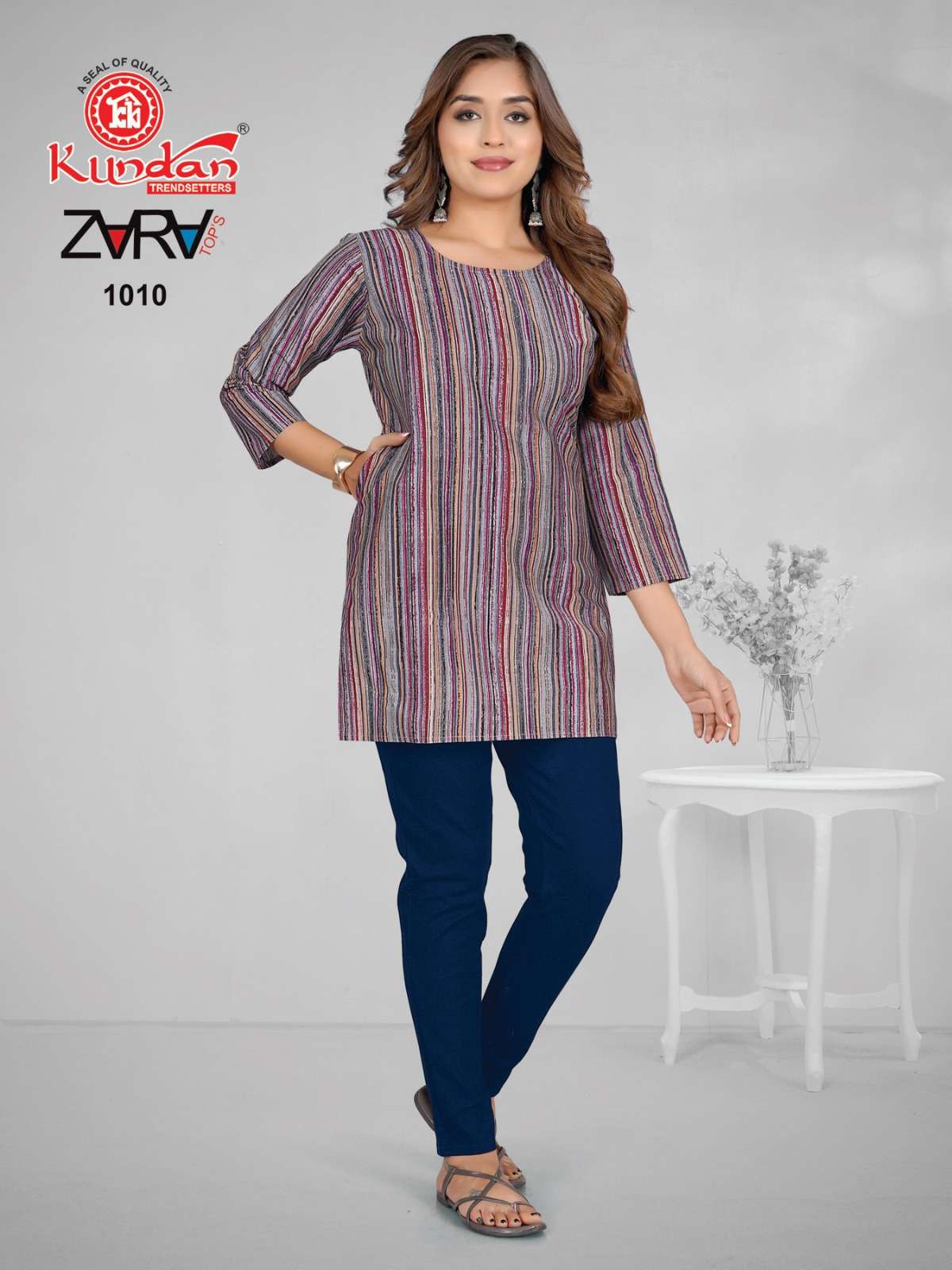KUNDAN TEX ZARA COTTON FANCY SHORT KURTI