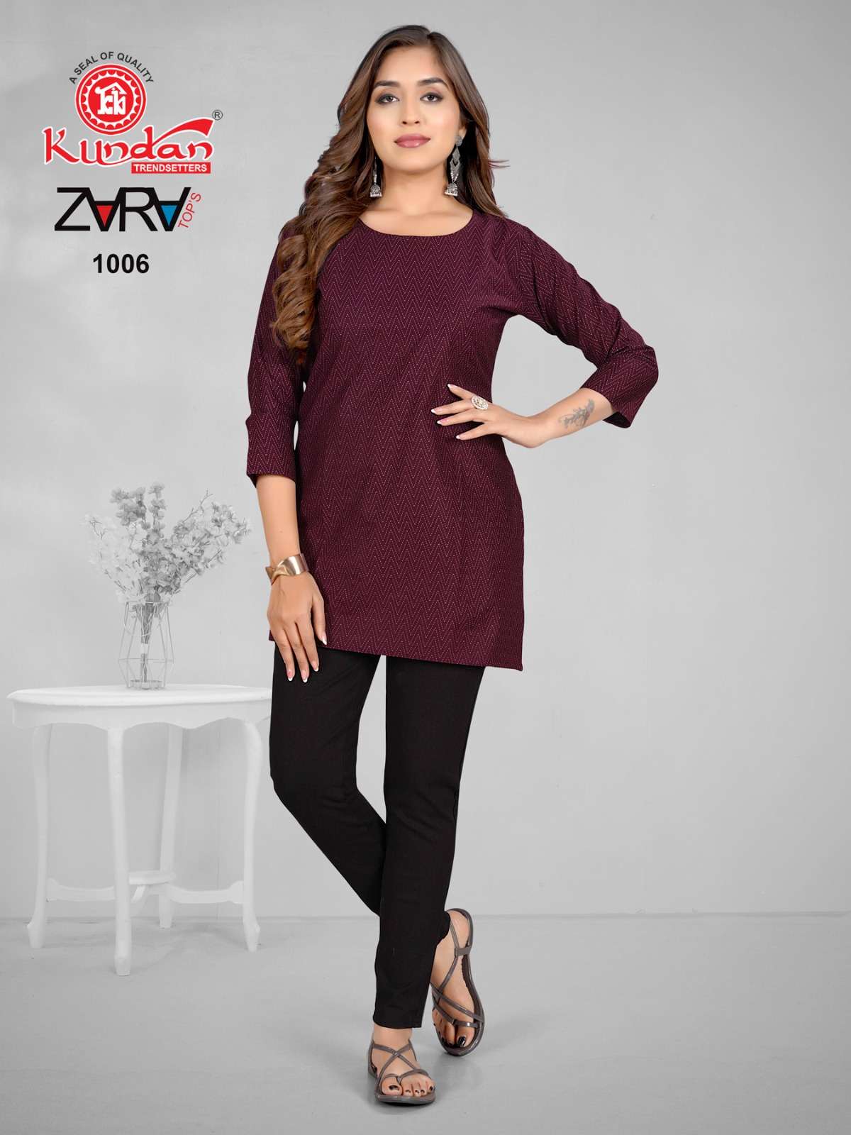 KUNDAN TEX ZARA COTTON FANCY SHORT KURTI
