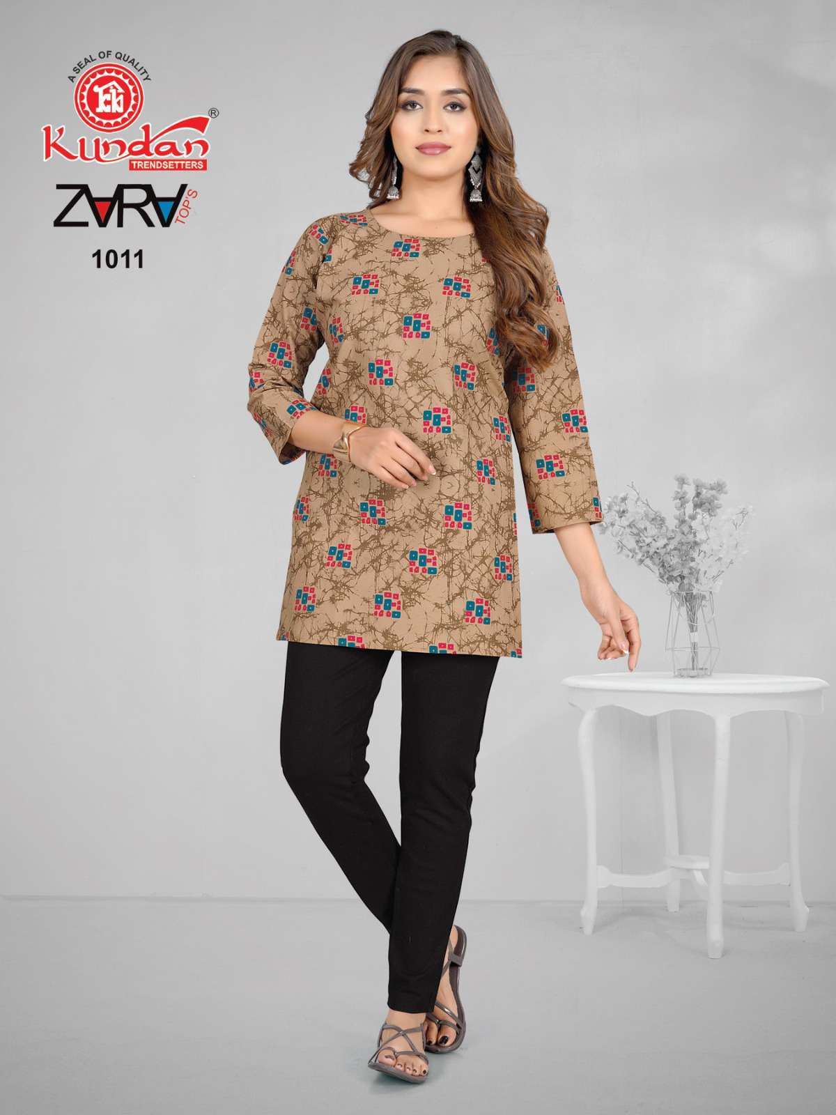 KUNDAN TEX ZARA COTTON FANCY SHORT KURTI