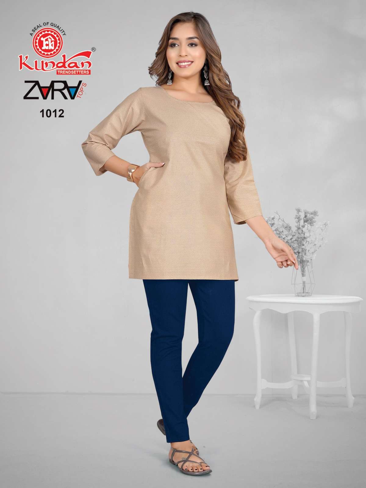 KUNDAN TEX ZARA COTTON FANCY SHORT KURTI