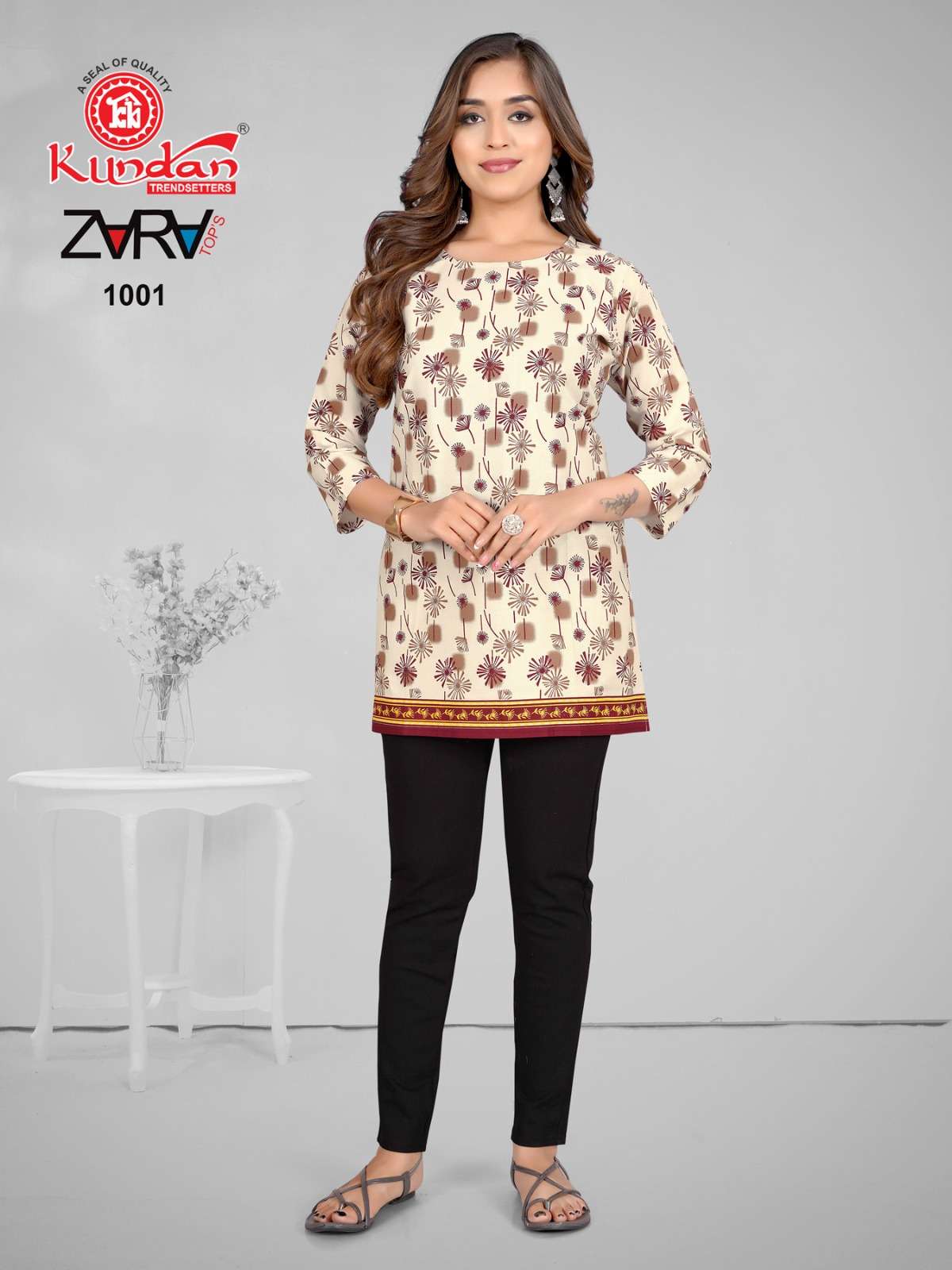 KUNDAN TEX ZARA COTTON FANCY SHORT KURTI