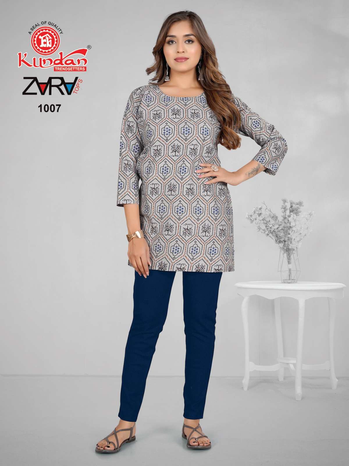 KUNDAN TEX ZARA COTTON FANCY SHORT KURTI