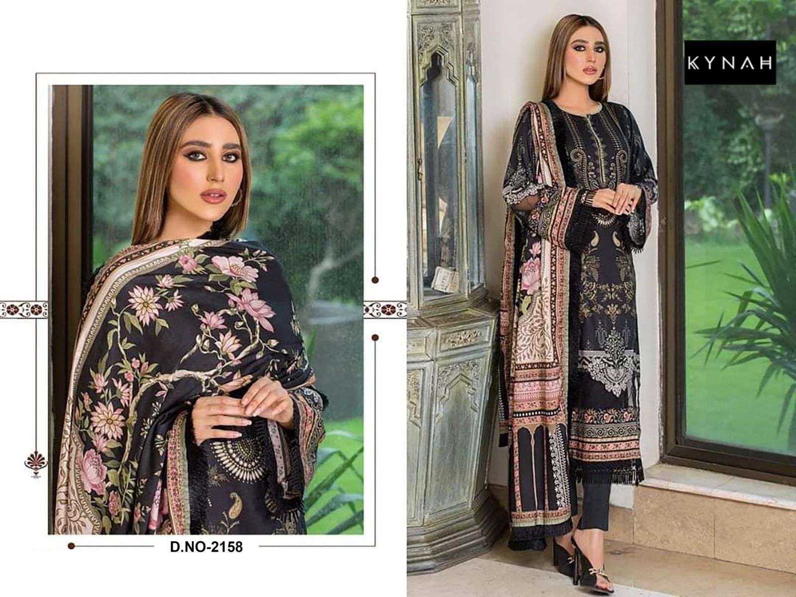 KYNAH D NO 2158 COTTON FANCY SELF EMBROIDERY WORK SUIT