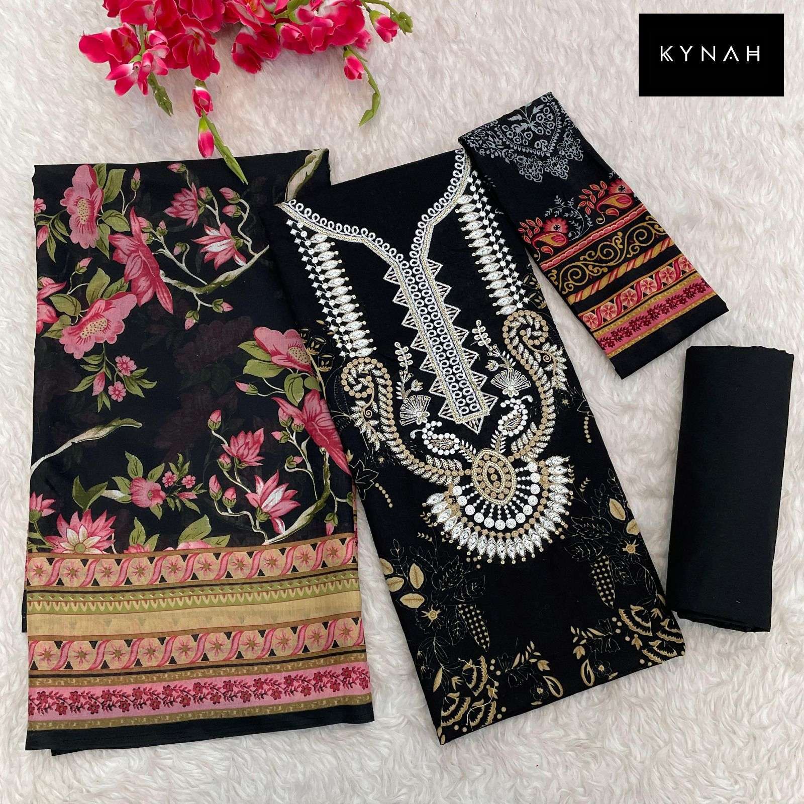 KYNAH D NO 2158 COTTON FANCY SELF EMBROIDERY WORK SUIT