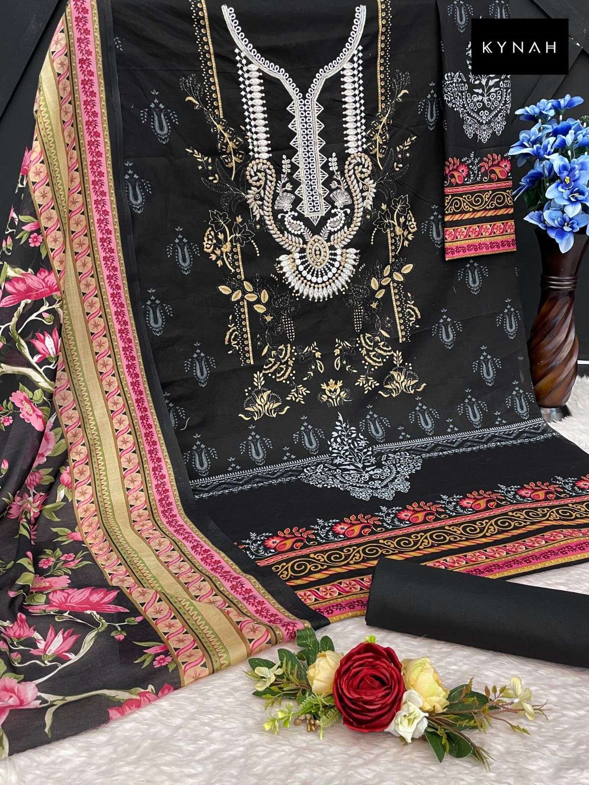 KYNAH D NO 2158 COTTON FANCY SELF EMBROIDERY WORK SUIT