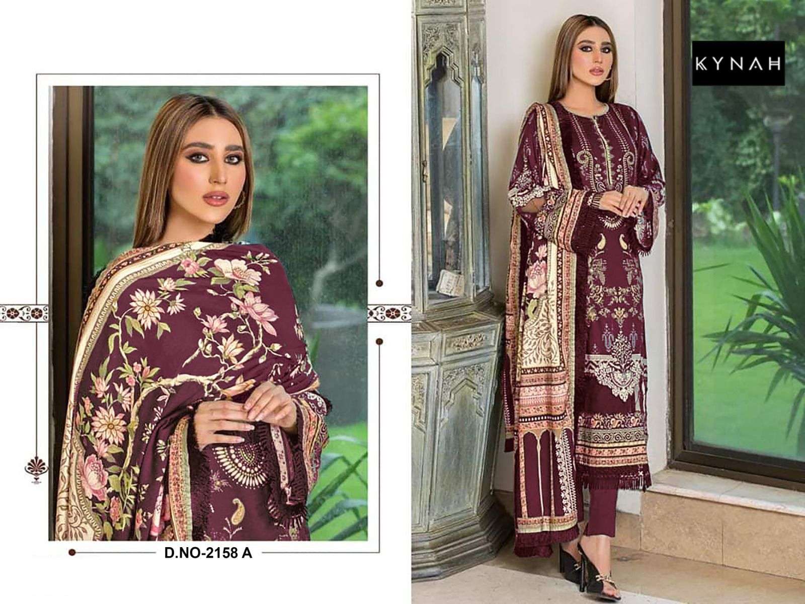 KYNAH D NO 2158 COTTON FANCY SELF EMBROIDERY WORK SUIT