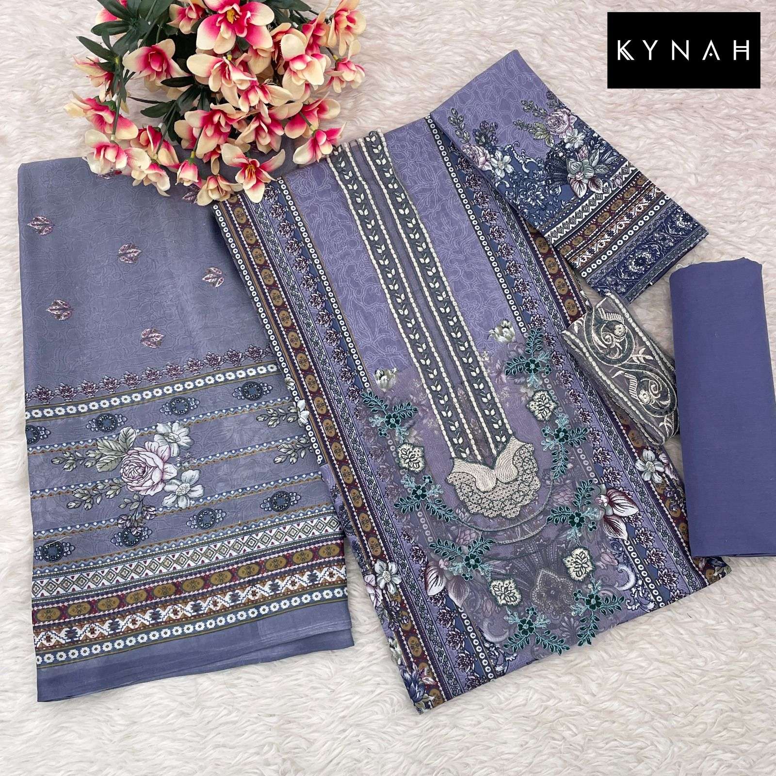 KYNAH D NO 2167 LAWN COTTON PATCH EMBROIDERY WORK SUIT