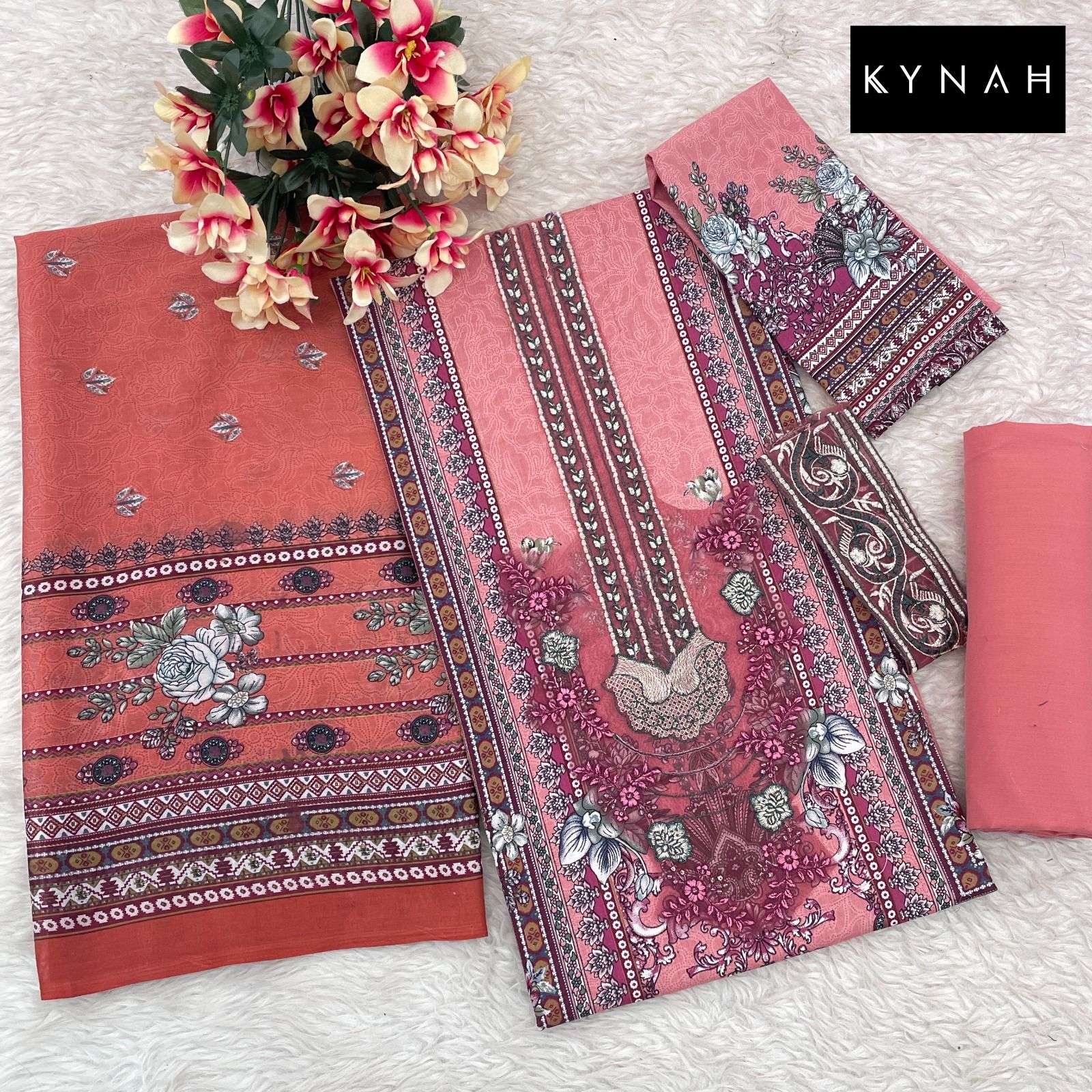 KYNAH D NO 2167 LAWN COTTON PATCH EMBROIDERY WORK SUIT