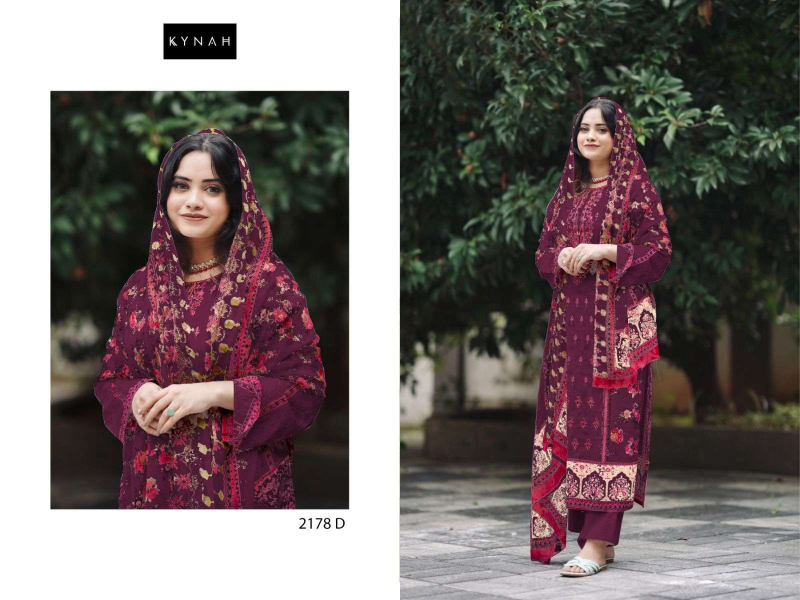 KYNAH D NO 2178 LAWN COTTON SELF EMBRODERY SALWAR KAMEEZ 