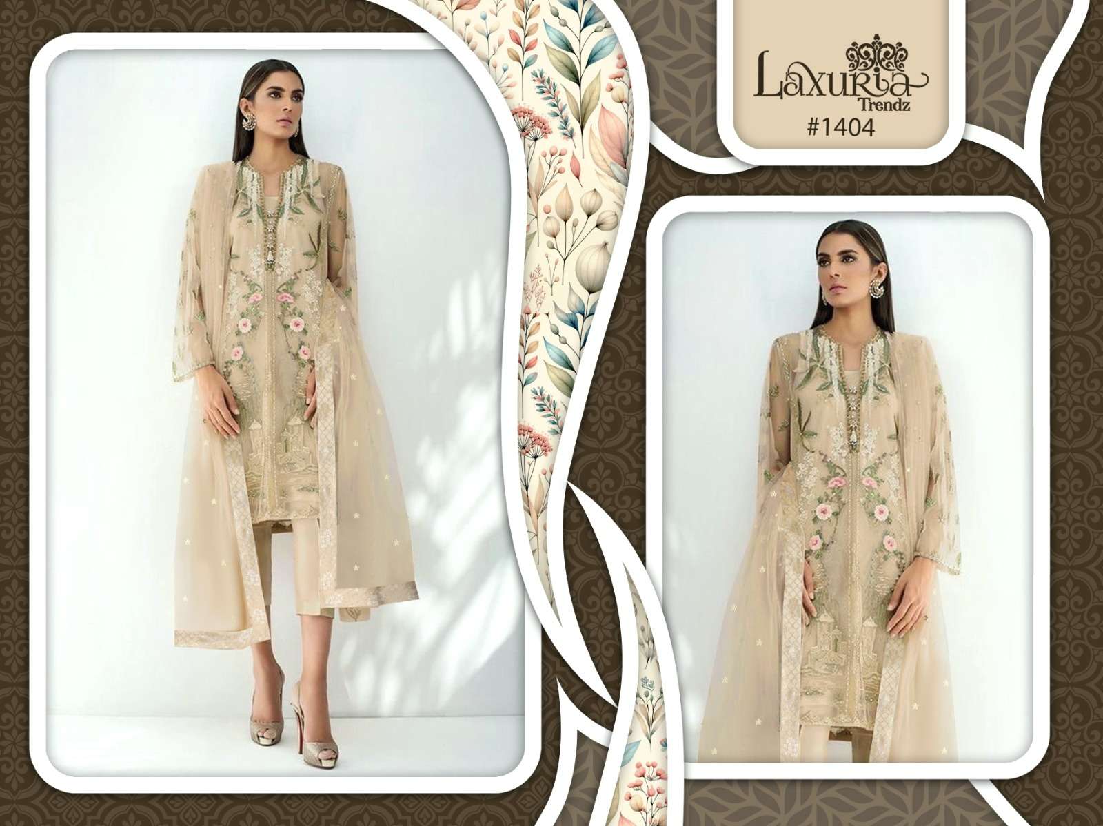 LAXURIA TRENDZ D NO 1404 ORGANZA BEAUTIFUL DESIGNER SUIT