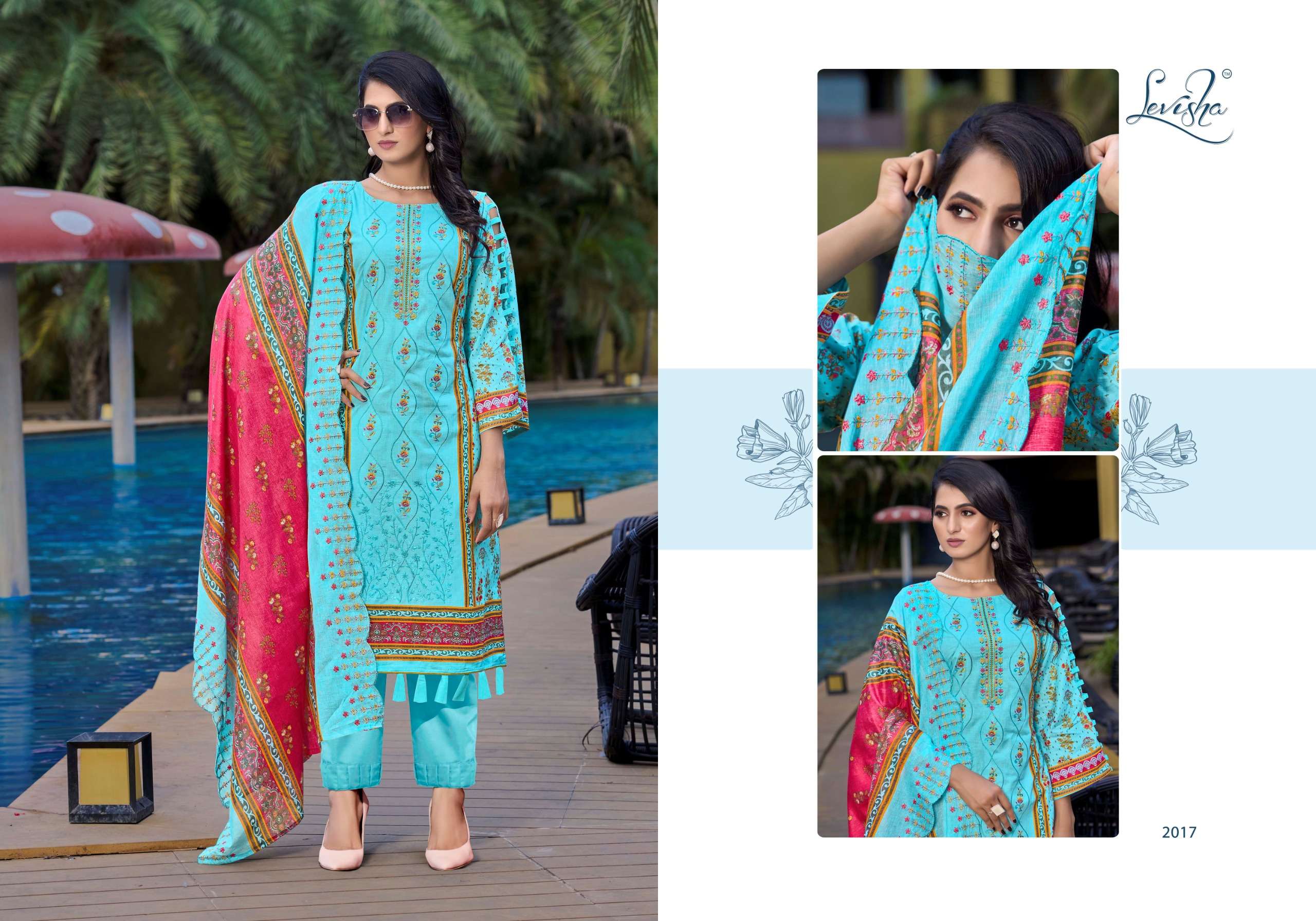  LEVISHA BINSAEED NX COTTON PRINT WITH EMBROIDERY WORK SUIT