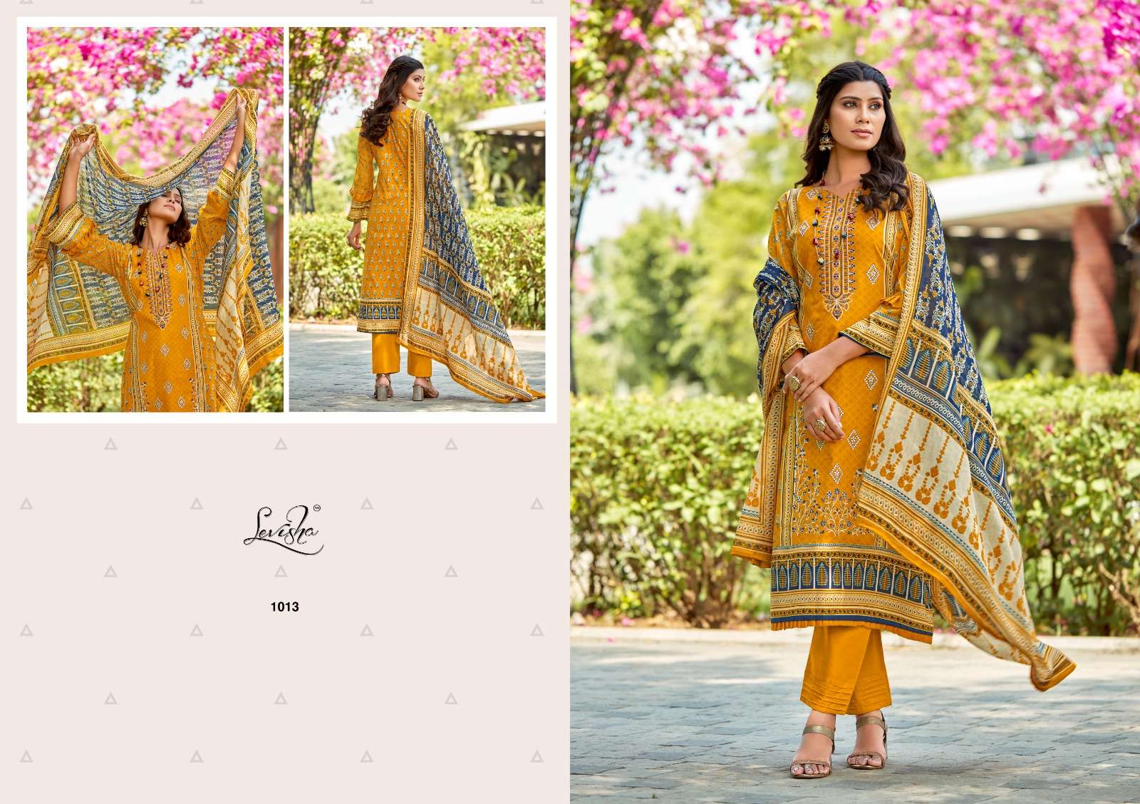 LEVISHA SANA SAMIYA COTTON PRINT WIITH FANCY WORK SUIT