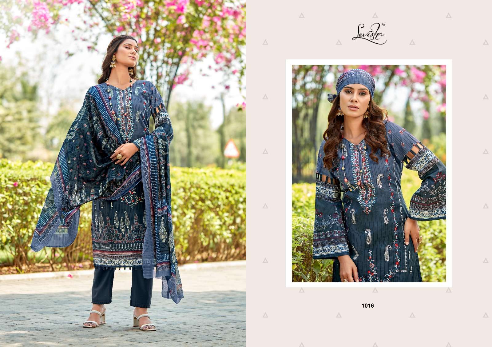 LEVISHA SANA SAMIYA COTTON PRINT WIITH FANCY WORK SUIT