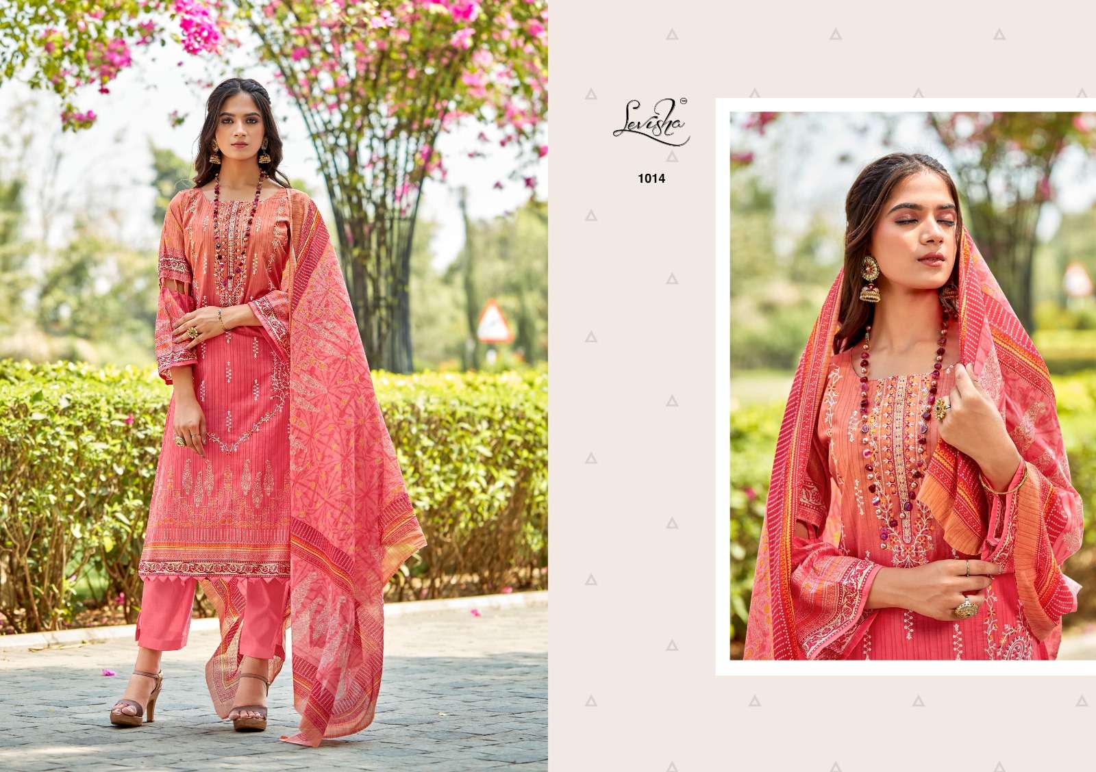 LEVISHA SANA SAMIYA COTTON PRINT WIITH FANCY WORK SUIT