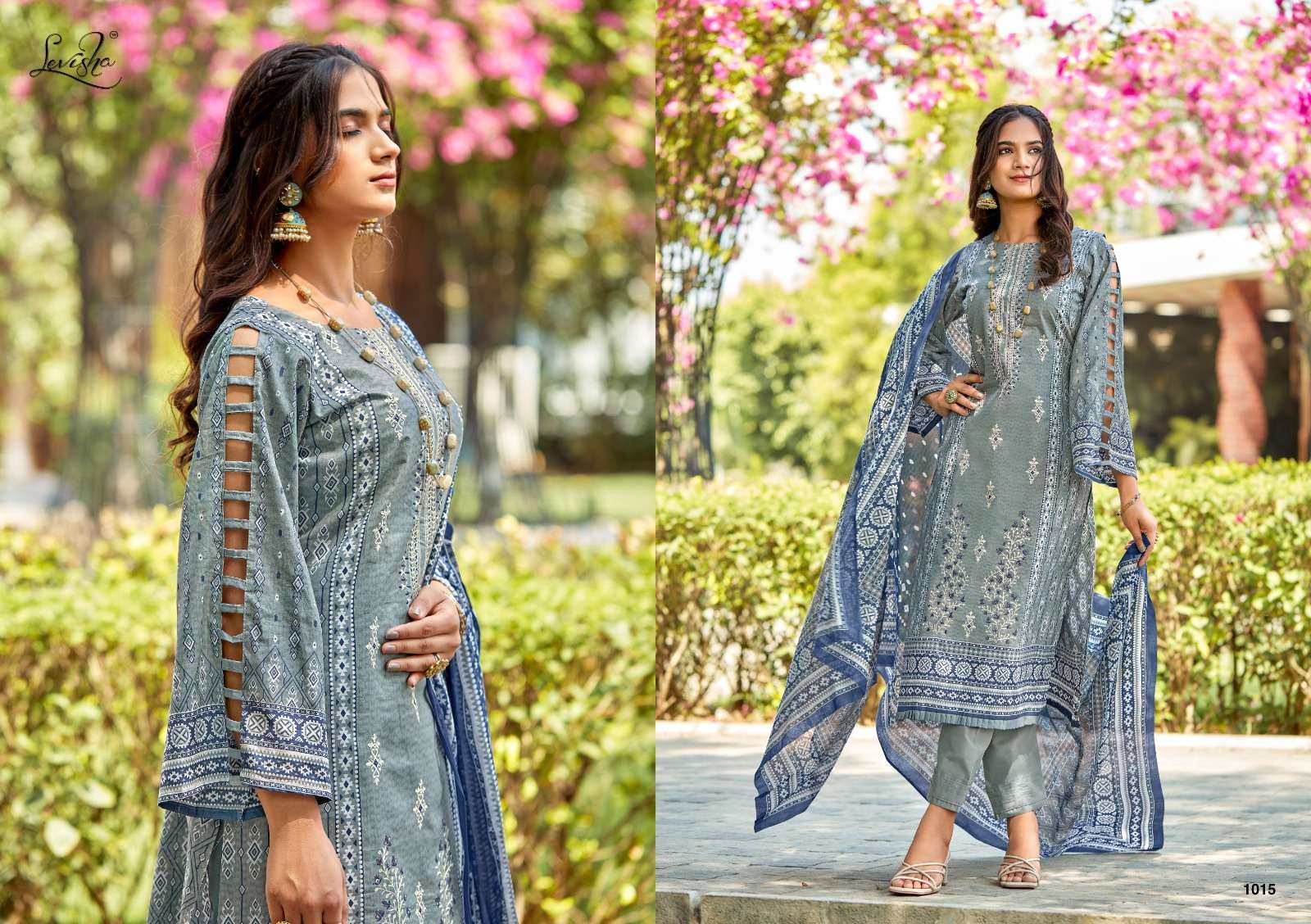 LEVISHA SANA SAMIYA COTTON PRINT WIITH FANCY WORK SUIT