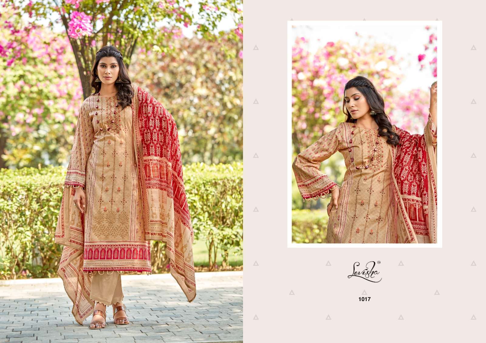LEVISHA SANA SAMIYA COTTON PRINT WIITH FANCY WORK SUIT