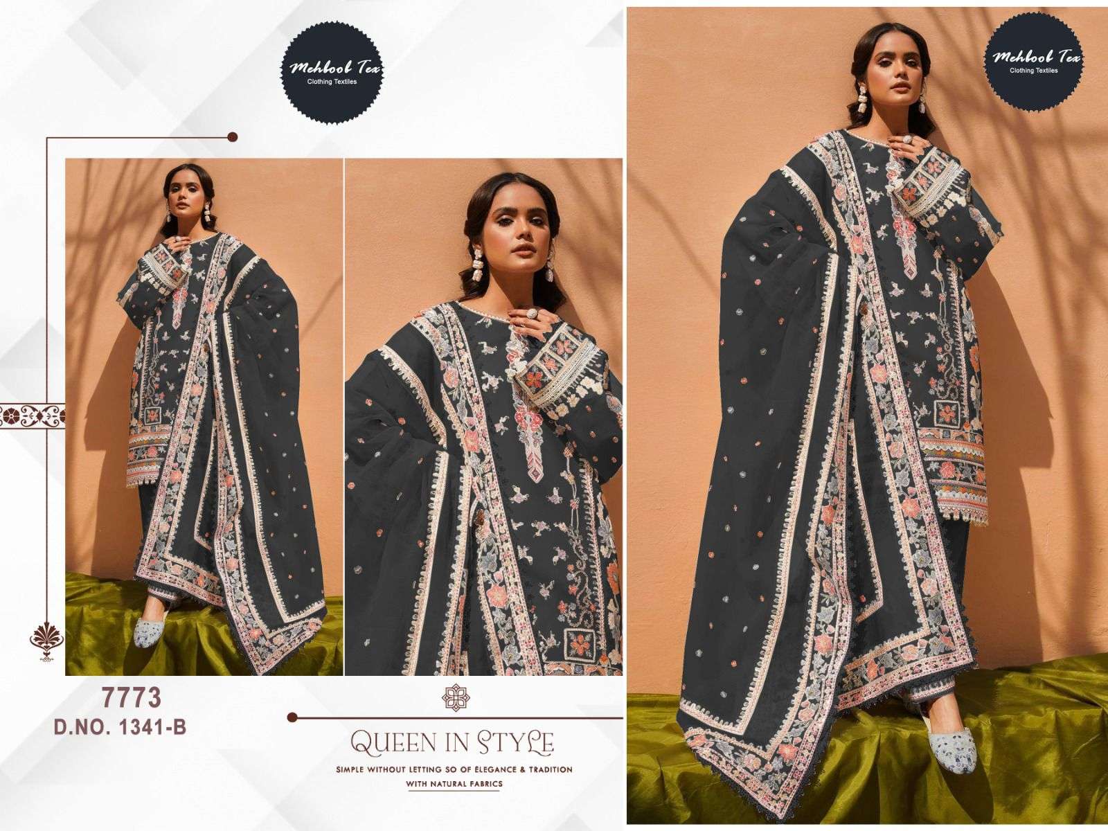 MEHBOOB TEX D NO 1341 COTTON CHIKANKARI DESIGNER SUIT