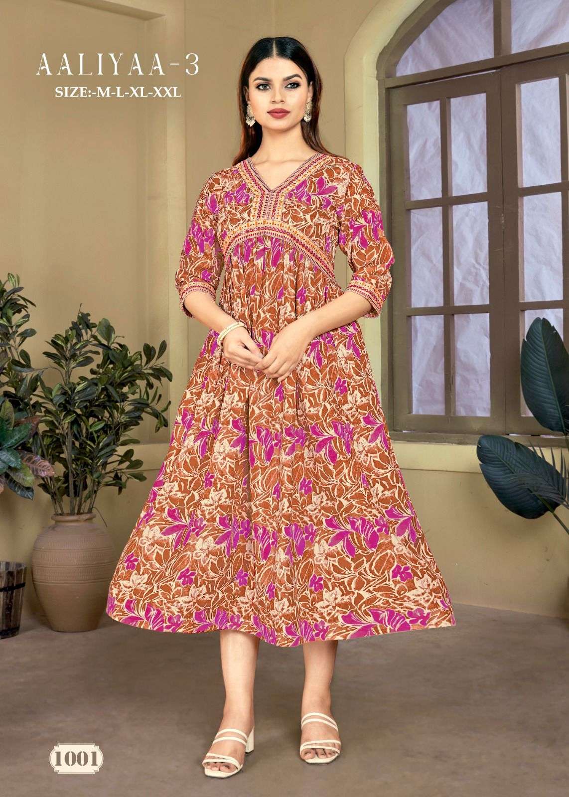 MF AALIYAA VOL 3 RAYON PRINT FANCY MIDI GOWN 