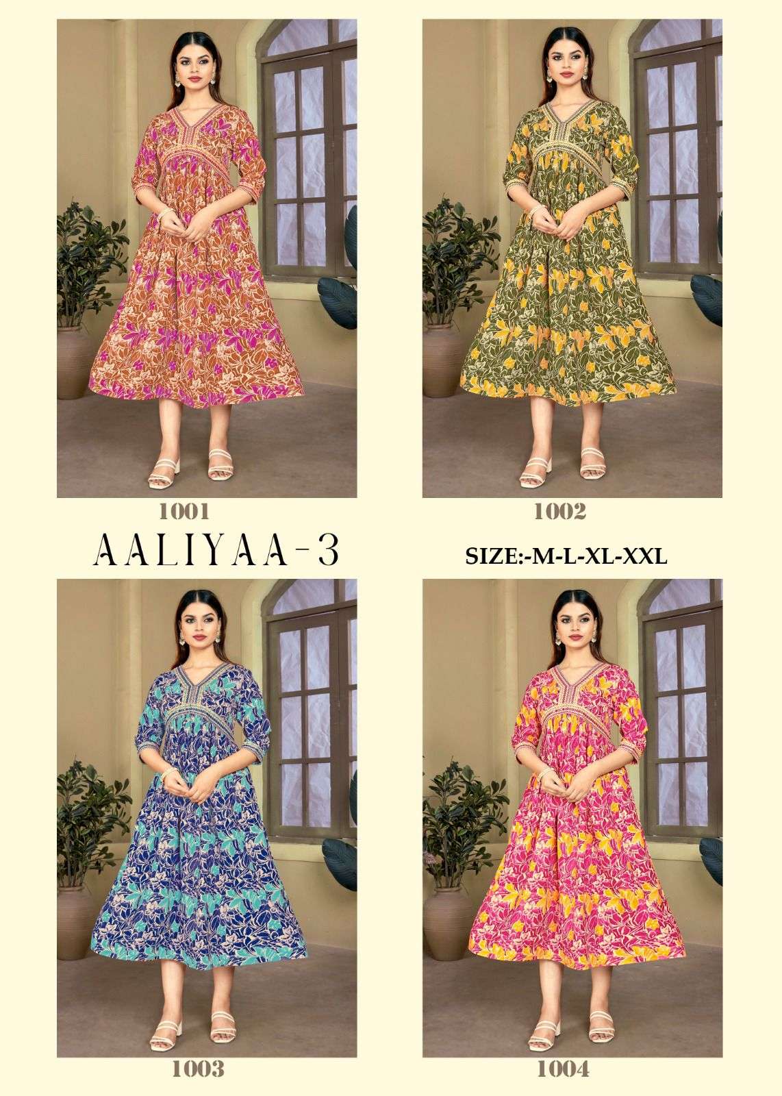 MF AALIYAA VOL 3 RAYON PRINT FANCY MIDI GOWN 
